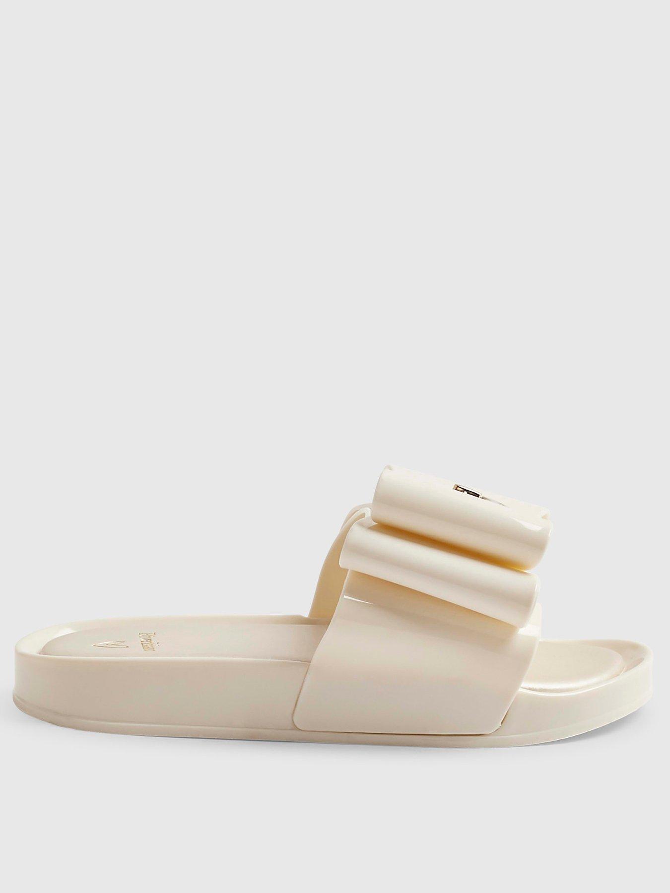 River Island Older Girls Bow Slider Sandals - Cream
