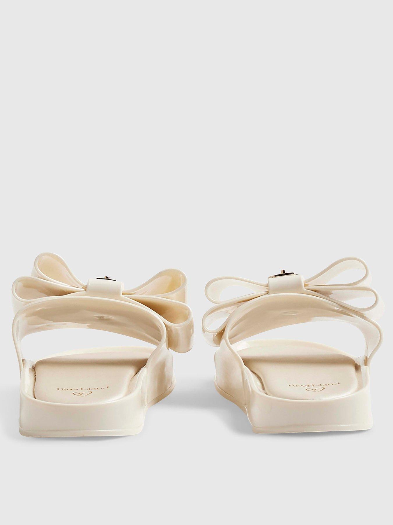 Image 3 of 5 of River Island Older Girls Bow Slider Sandals - Cream