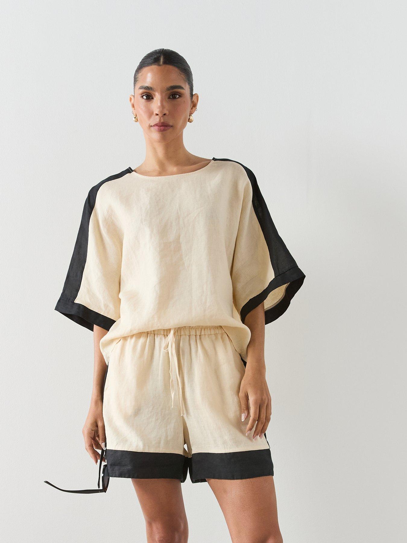  image of mango-linen-blouse-with-contrasting-stripes-cream