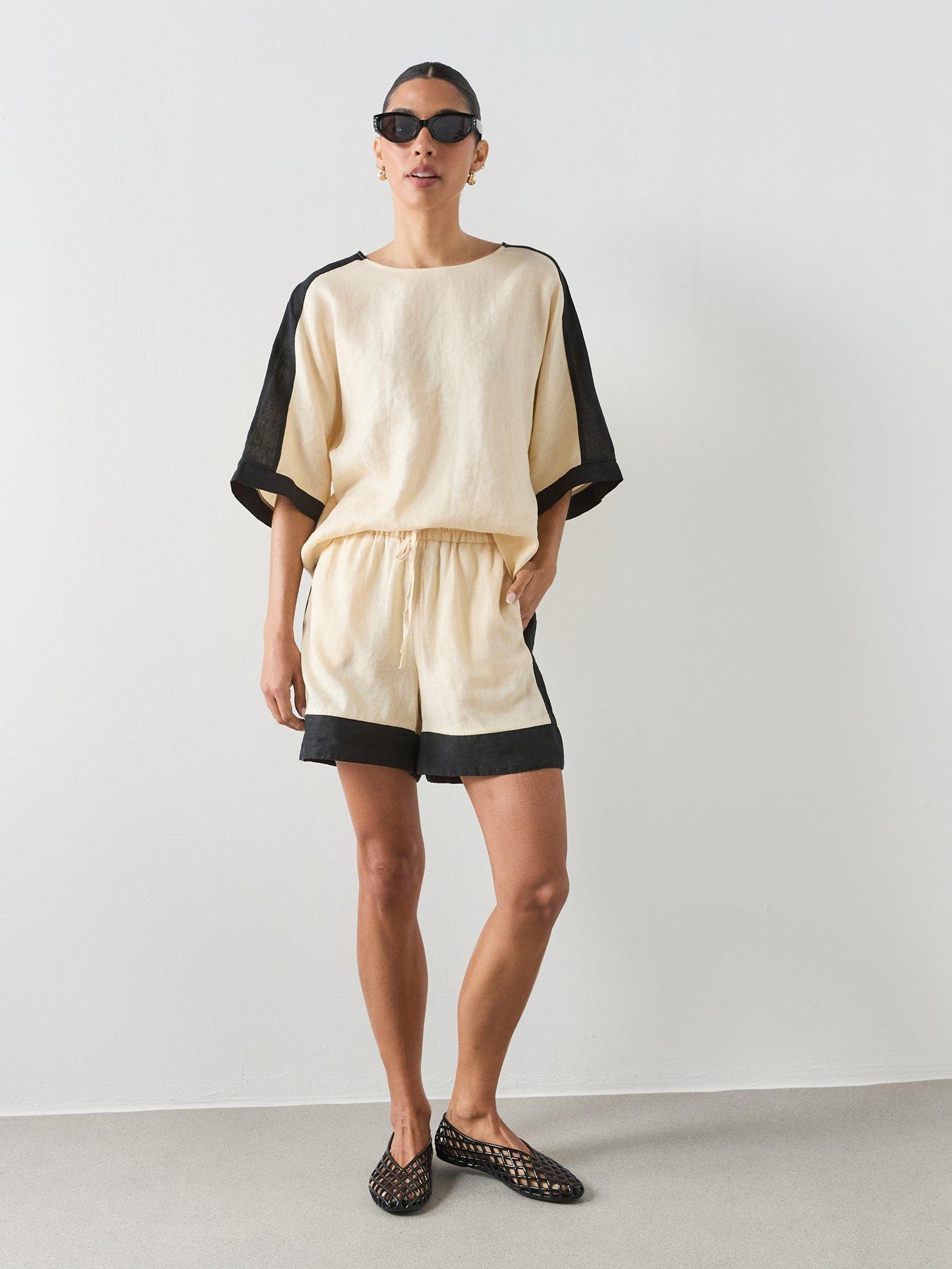  image of mango-linen-blouse-with-contrasting-stripes-cream