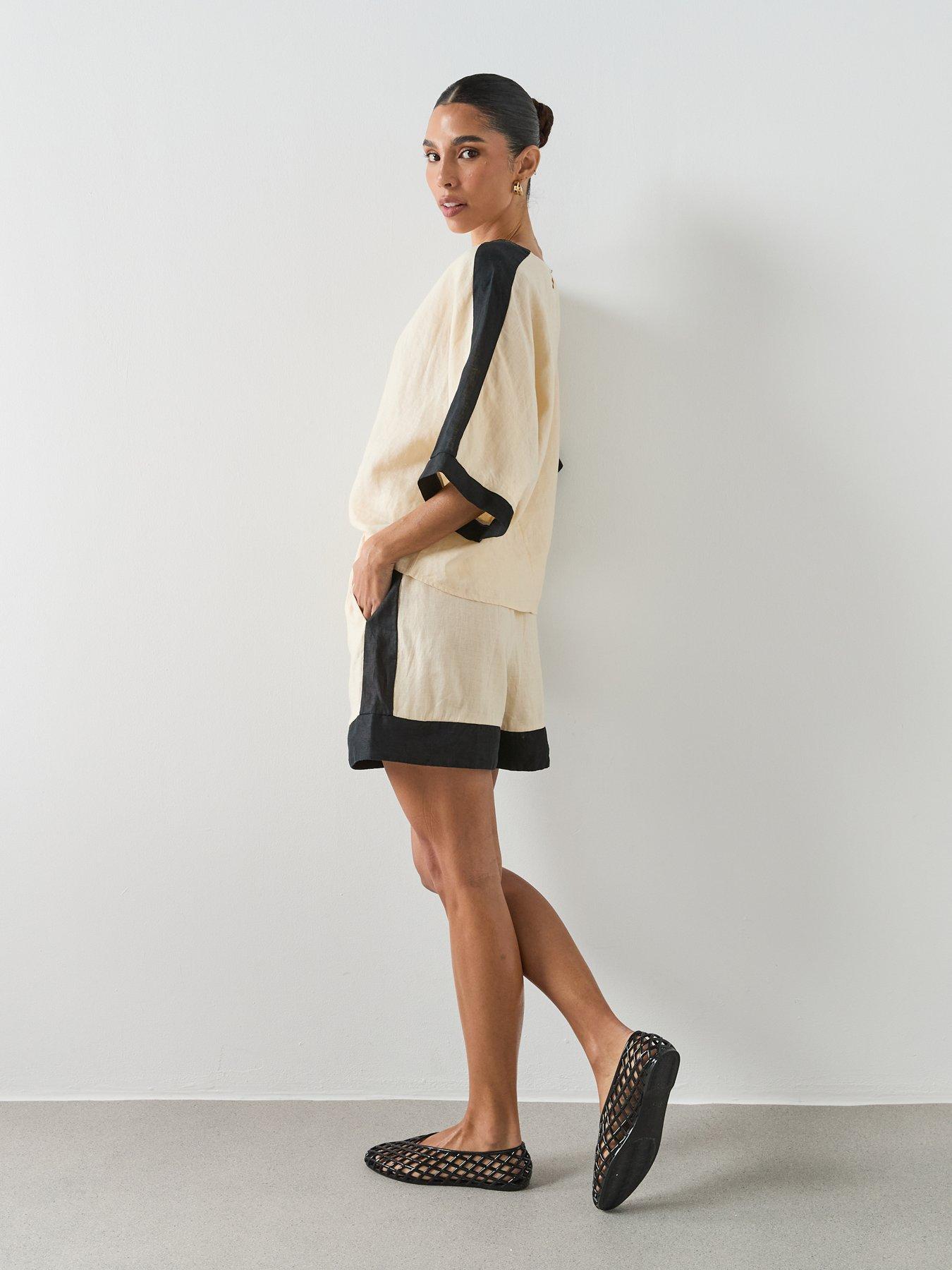  image of mango-linen-blouse-with-contrasting-stripes-cream