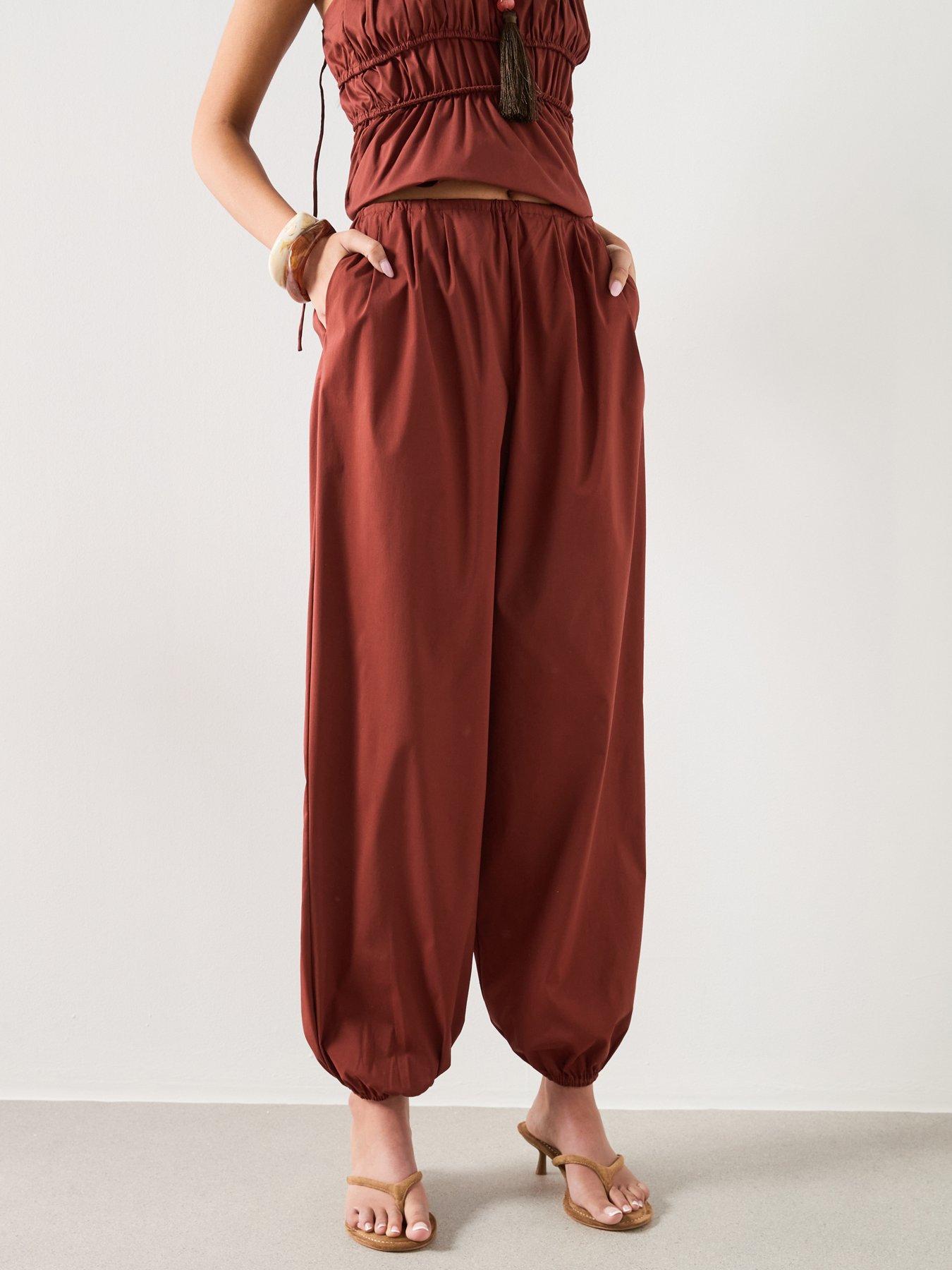 Mango Balloon-style Co-ord Trousers With Elasticated Waist - Brown