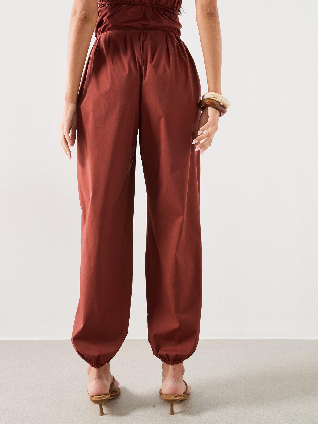 Image 2 of 6 of Mango Balloon-Style Trousers With Elasticated Waist - Brown
