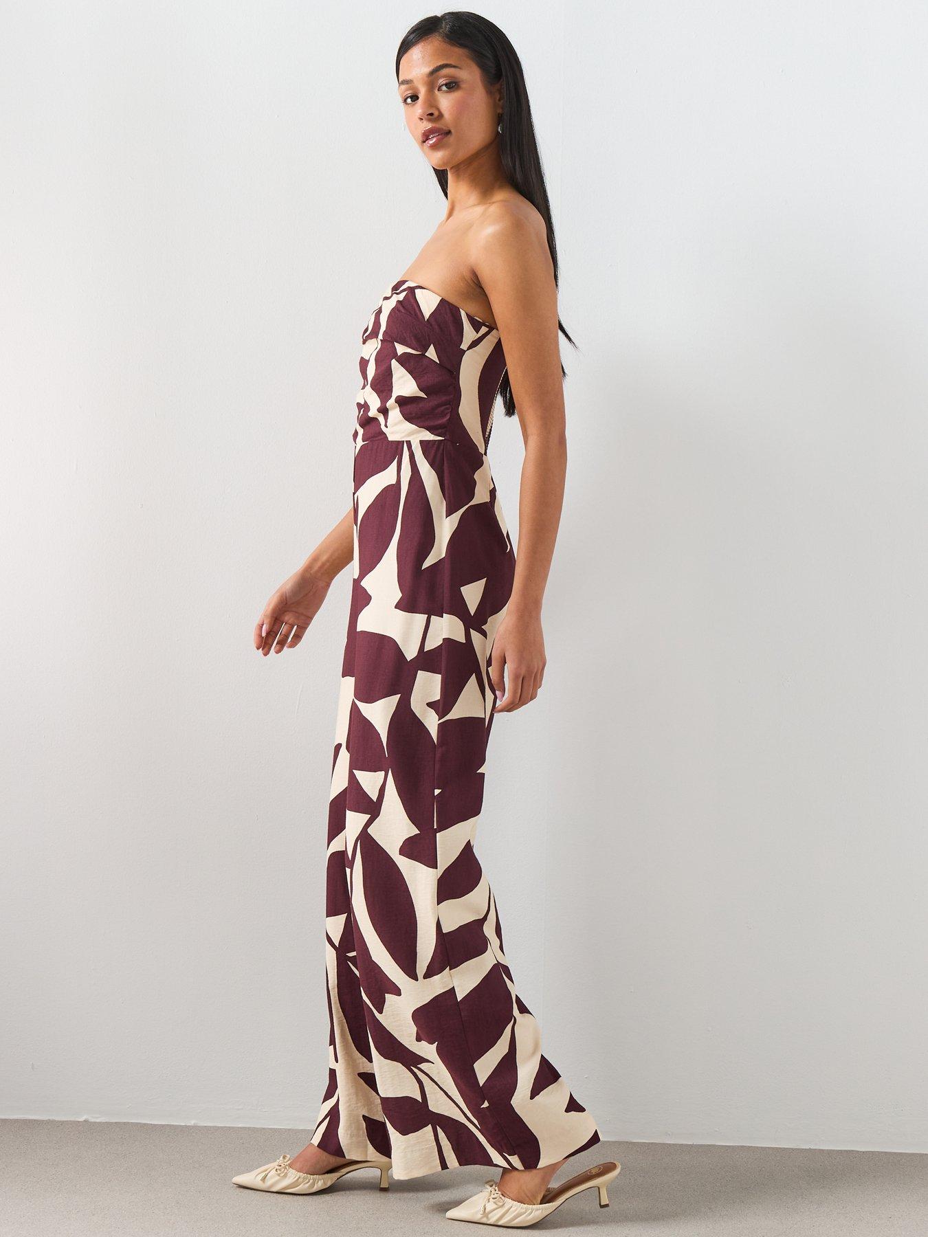  image of mango-printed-strapless-jumpsuit-cream
