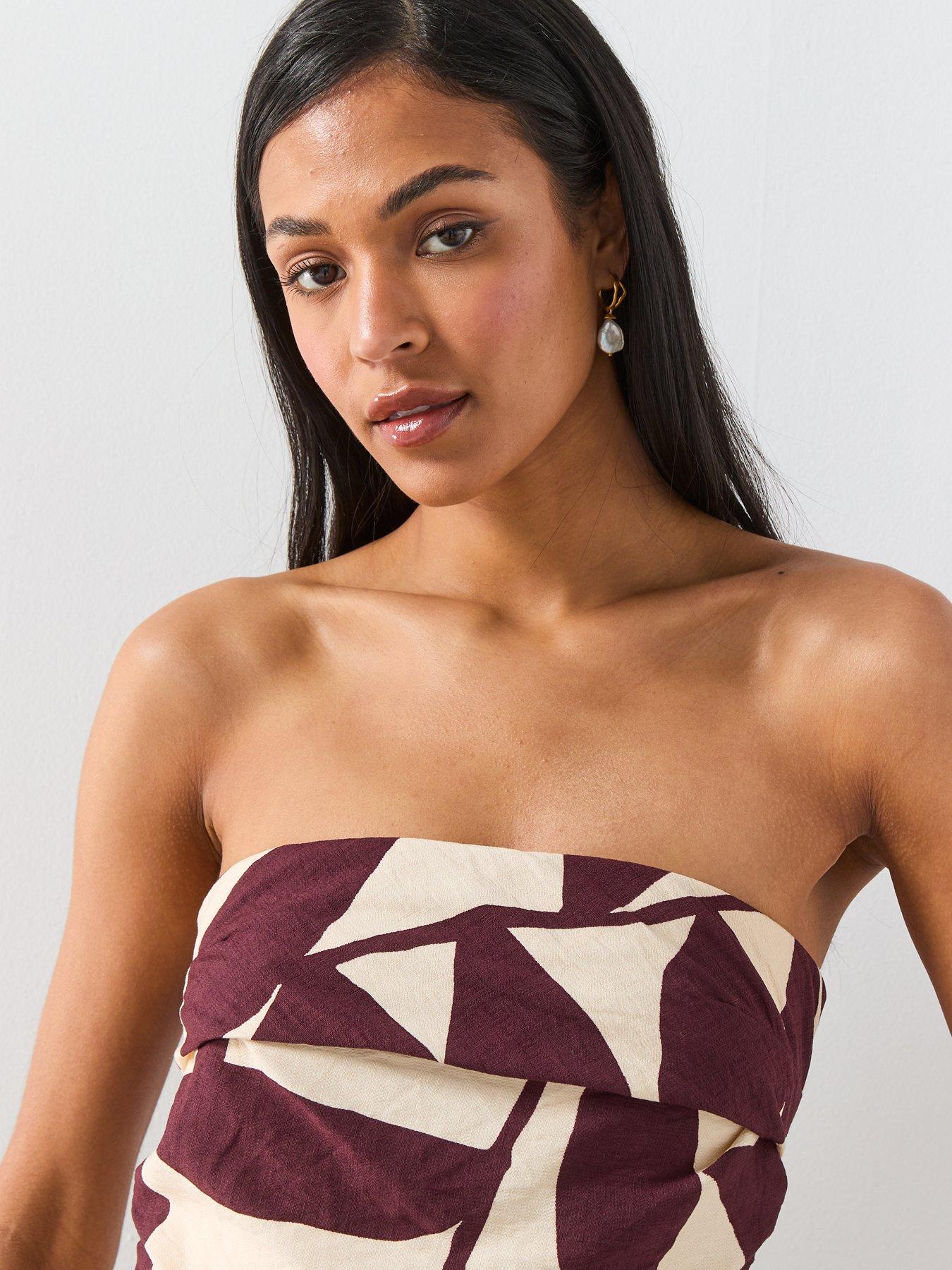  image of mango-printed-strapless-jumpsuit-cream