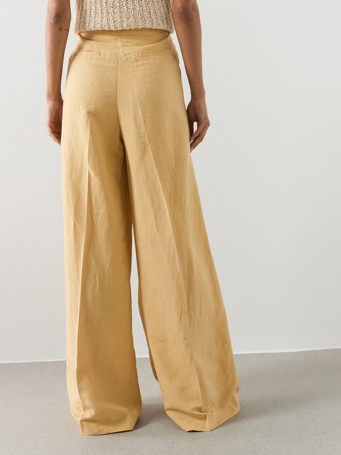 Image 2 of 6 of Mango Straight Mid-Rise Trousers - Yellow
