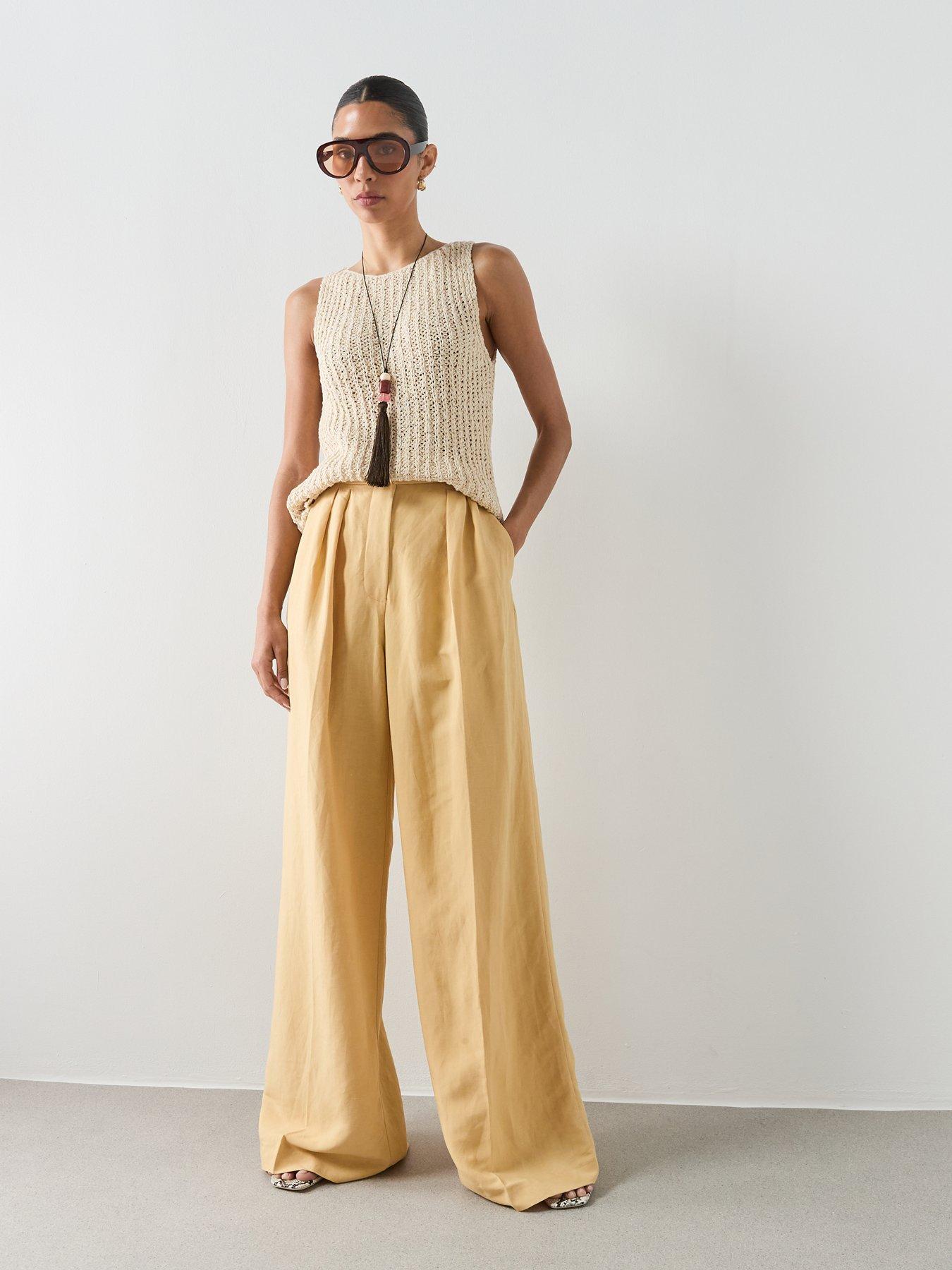 Image 3 of 6 of Mango Straight Mid-Rise Trousers - Yellow