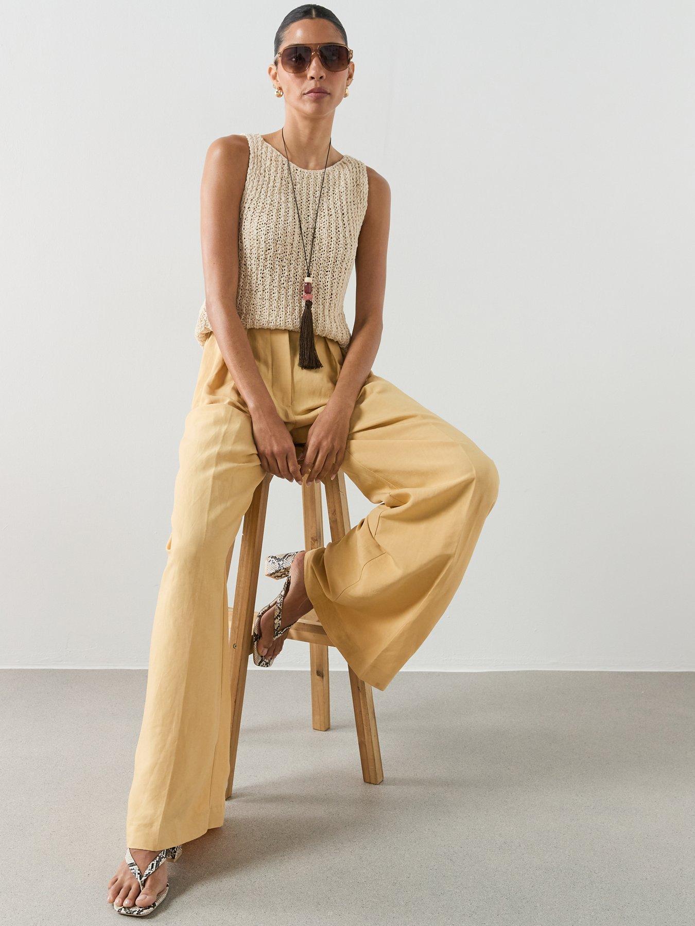 Image 5 of 6 of Mango Straight Mid-Rise Trousers - Yellow