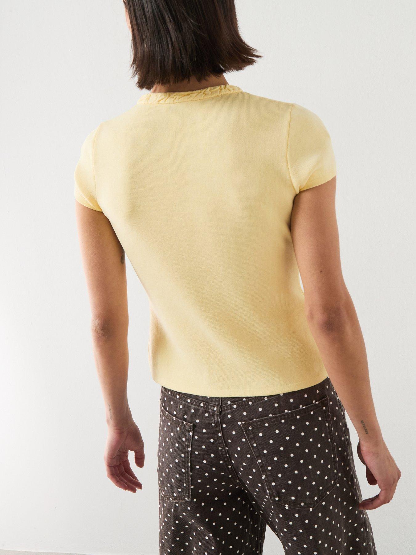 Image 2 of 6 of Mango Fine Knit Sweater With Buttons - Yellow