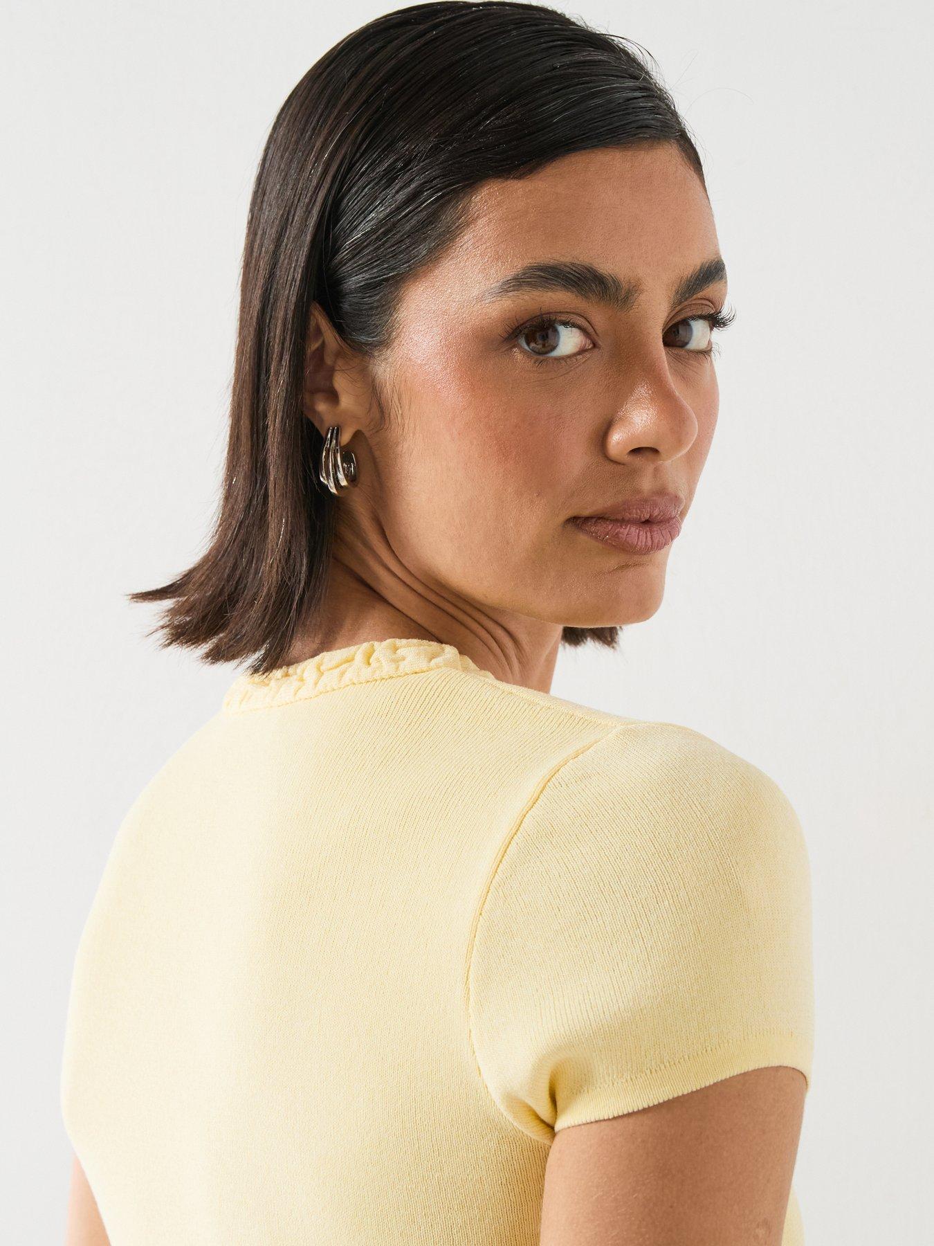 Image 5 of 6 of Mango Fine Knit Sweater With Buttons - Yellow