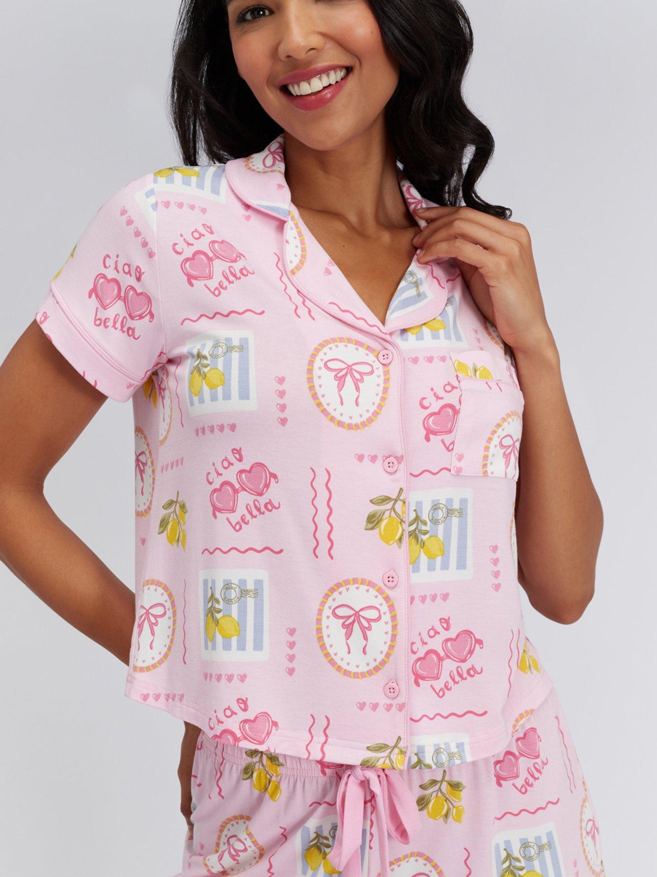 Image 4 of 7 of Boux Avenue Postcard Modal Short Pyjama Set - Pink
