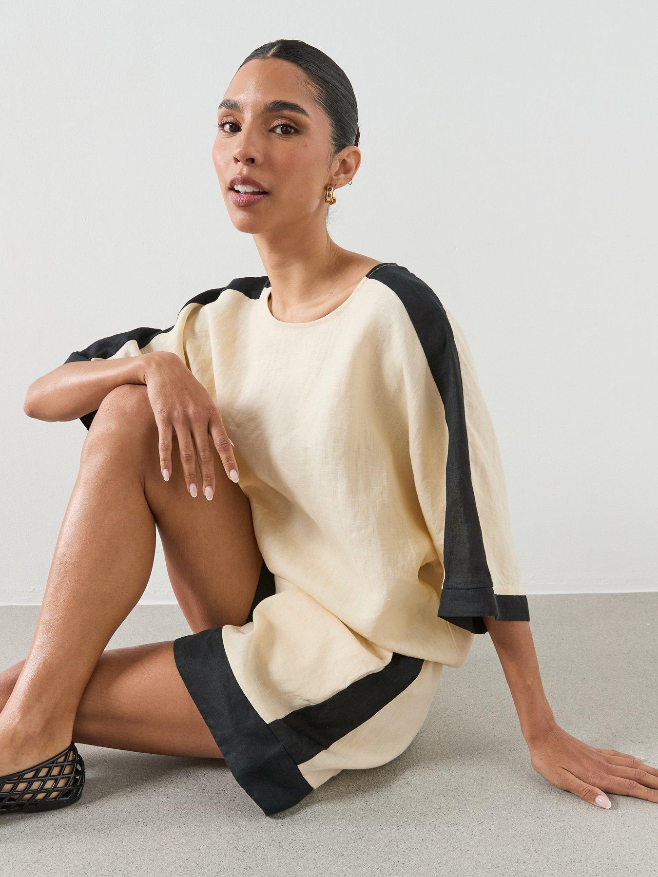  image of mango-contrast-stripe-linen-shorts-cream