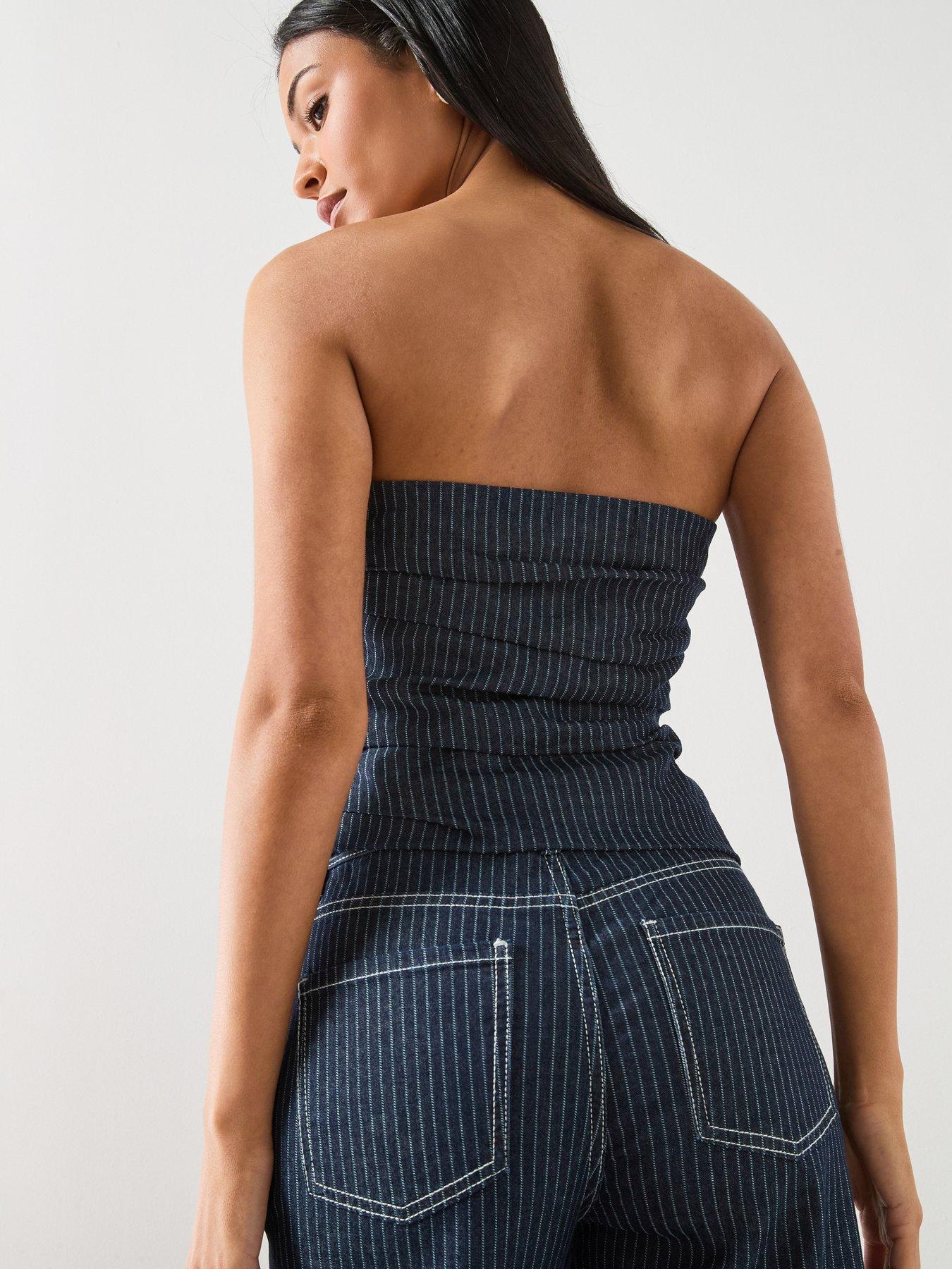 Image 2 of 6 of Mango Asymmetric Co-ord Bandeau Top - Blue