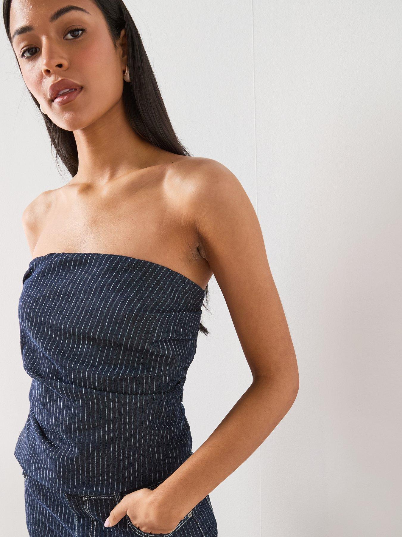 Image 4 of 6 of Mango Asymmetric Co-ord Bandeau Top - Blue