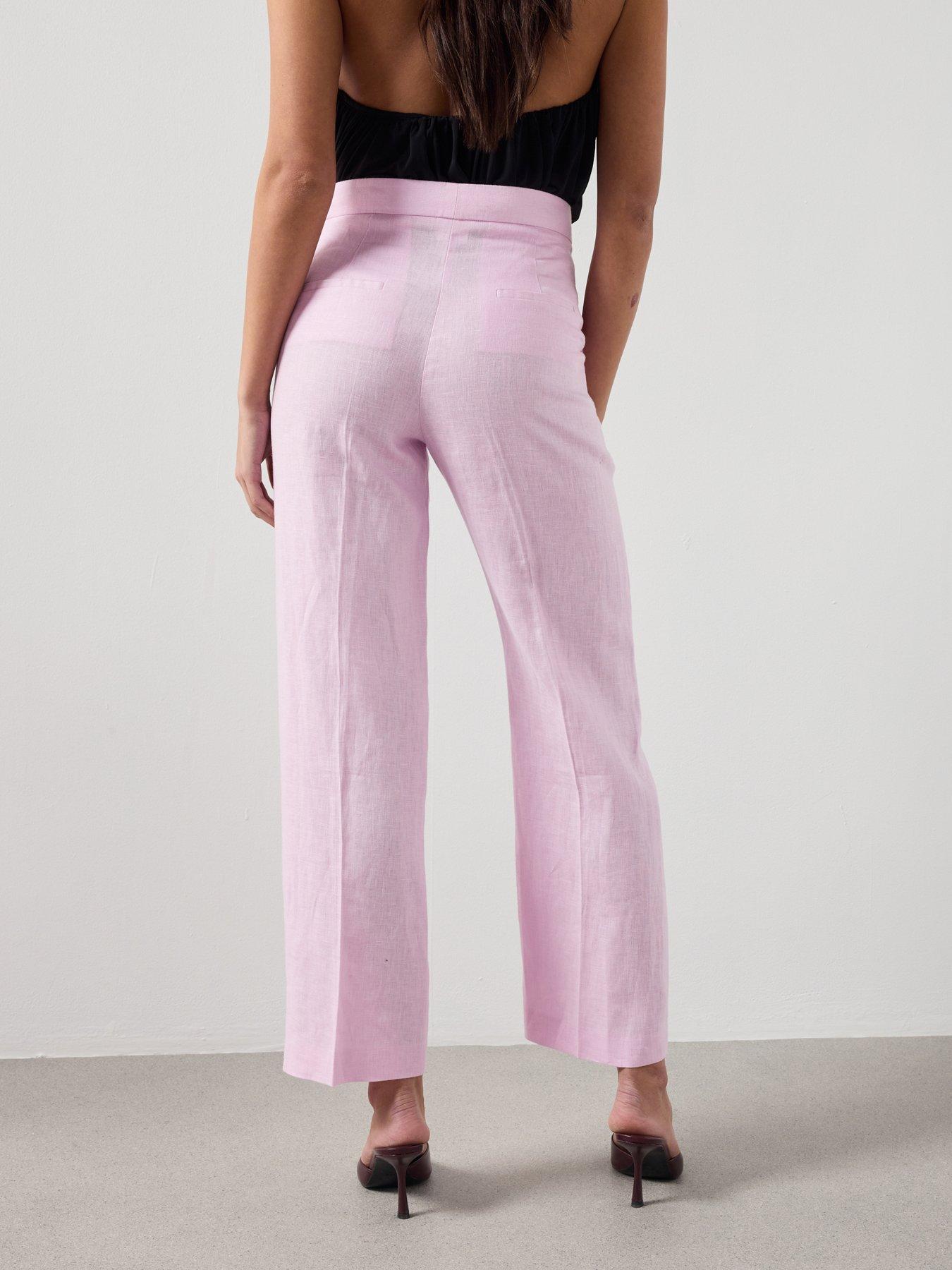 Image 2 of 6 of Mango Linen Suit Trousers - Pink