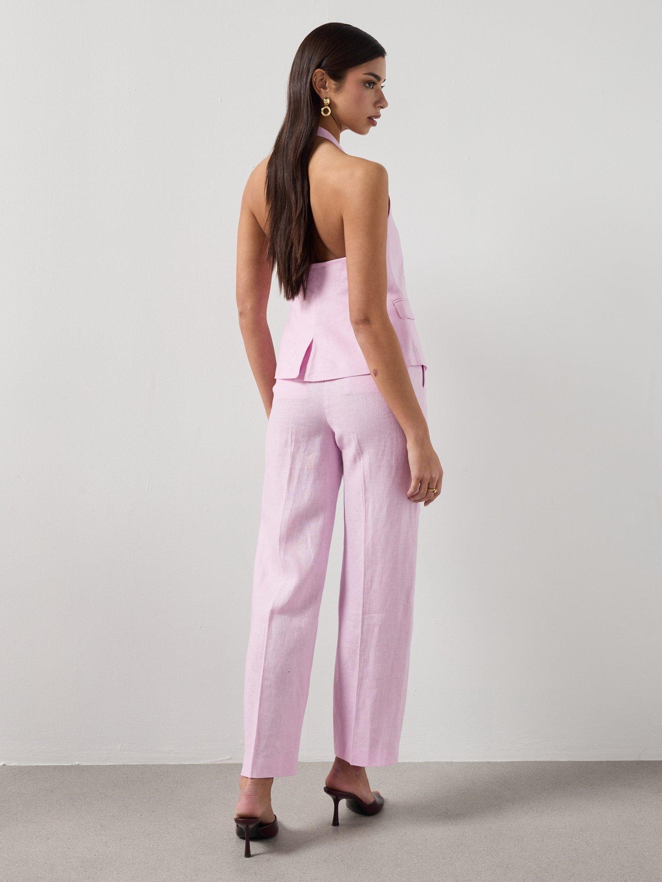  image of mango-linen-suit-co-ord-trousers-pink