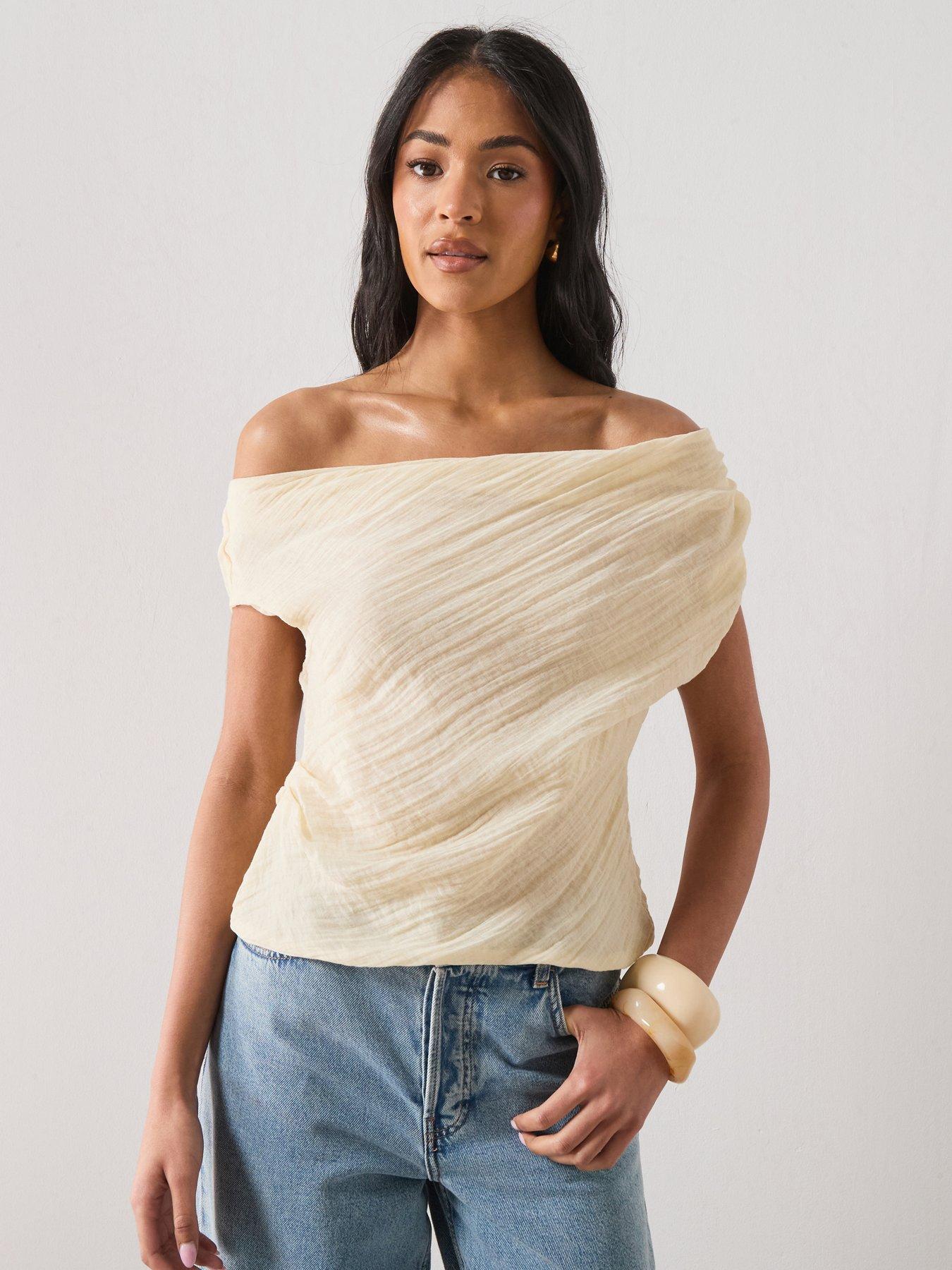 Mango Draped Asymmetrical Blouse - Cream