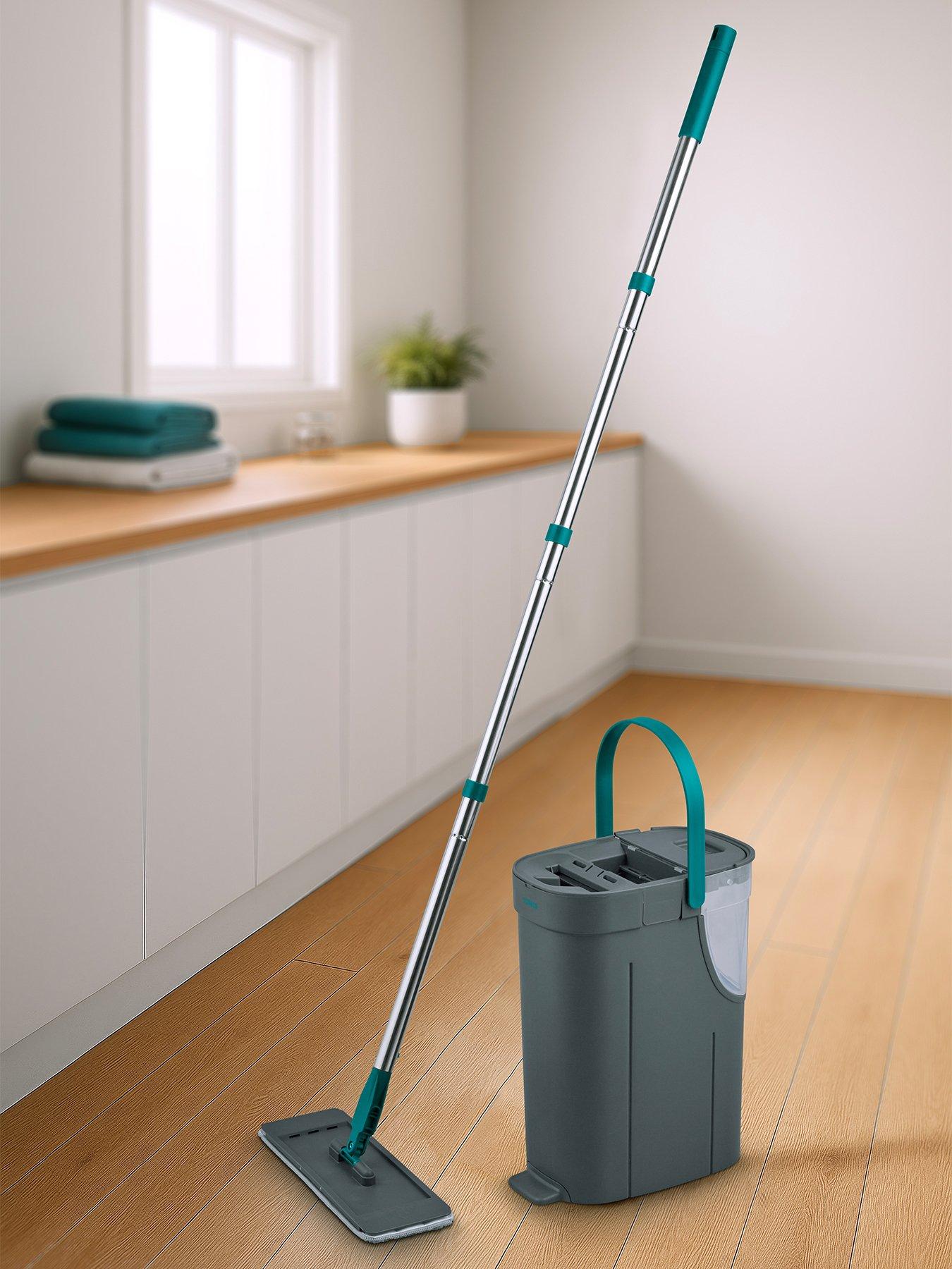 tower-flat-mop-amp-bucket-set-2-mop-heads-anthracite-amp-teal
