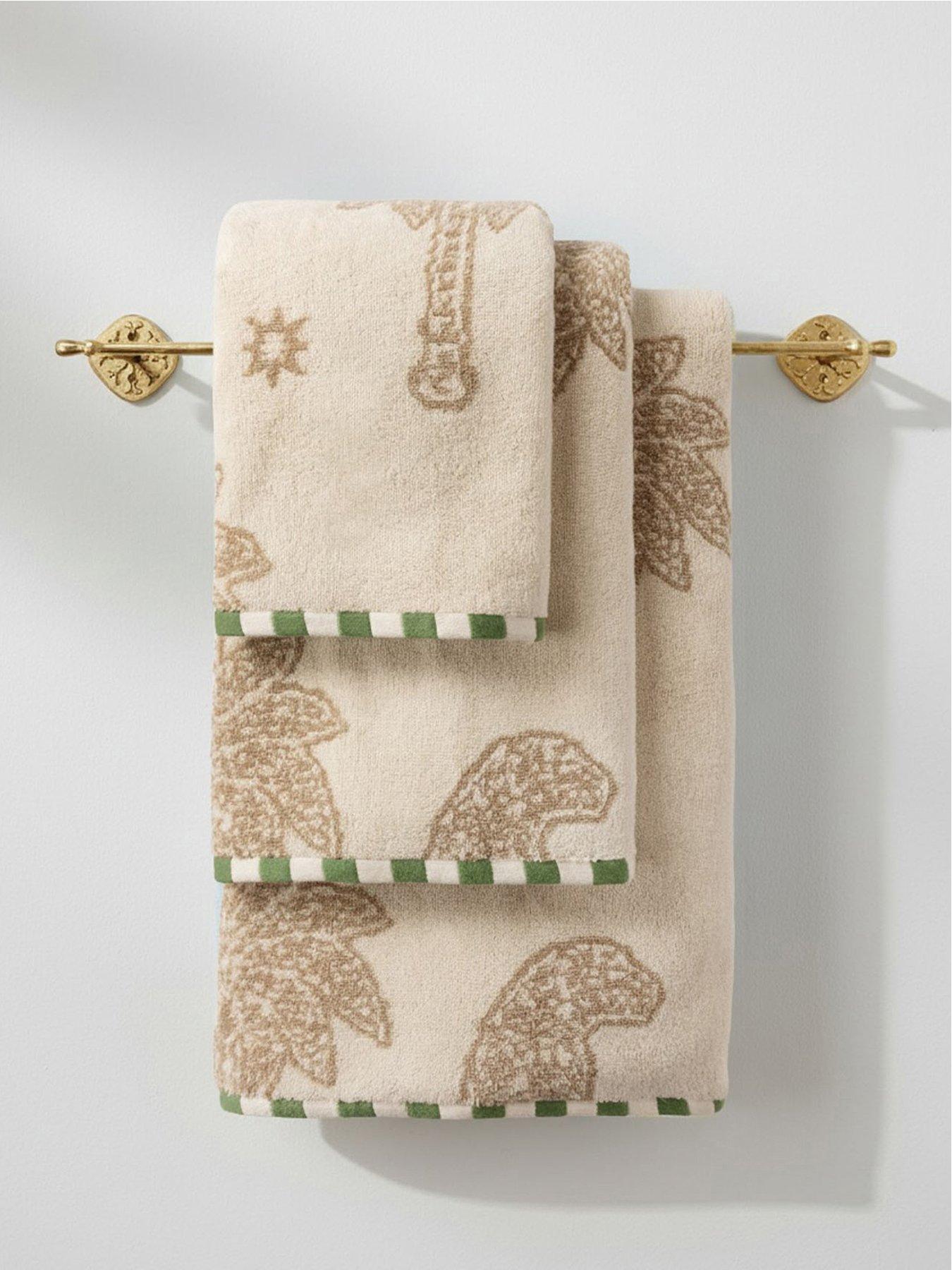 CHELSEA PEERS Cotton Midnight Leopard Print Taupe Towel Collection