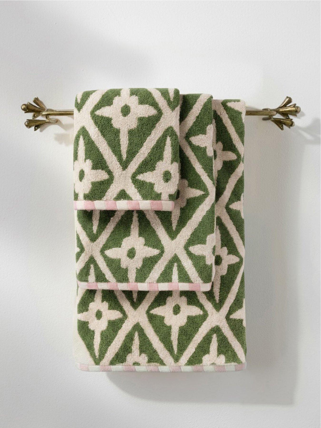 CHELSEA PEERS Cotton Geometric Garden Print Towel Collection
