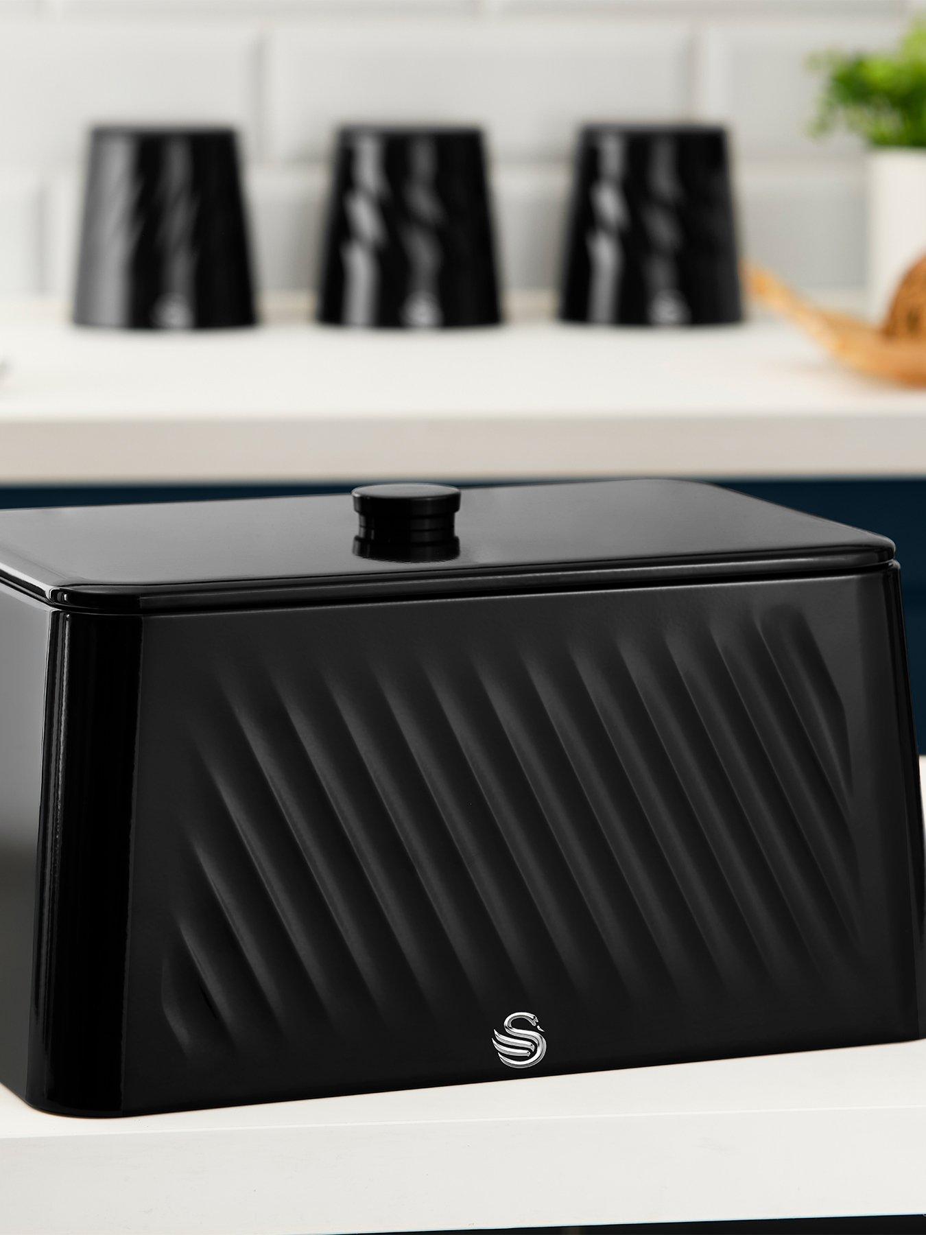 front image of swan-bread-bin-black