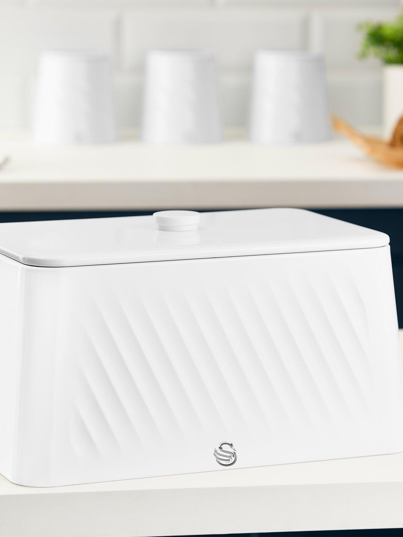 Swan Windsor 16L Bread Bin, Scruff Resistant, Iron, White