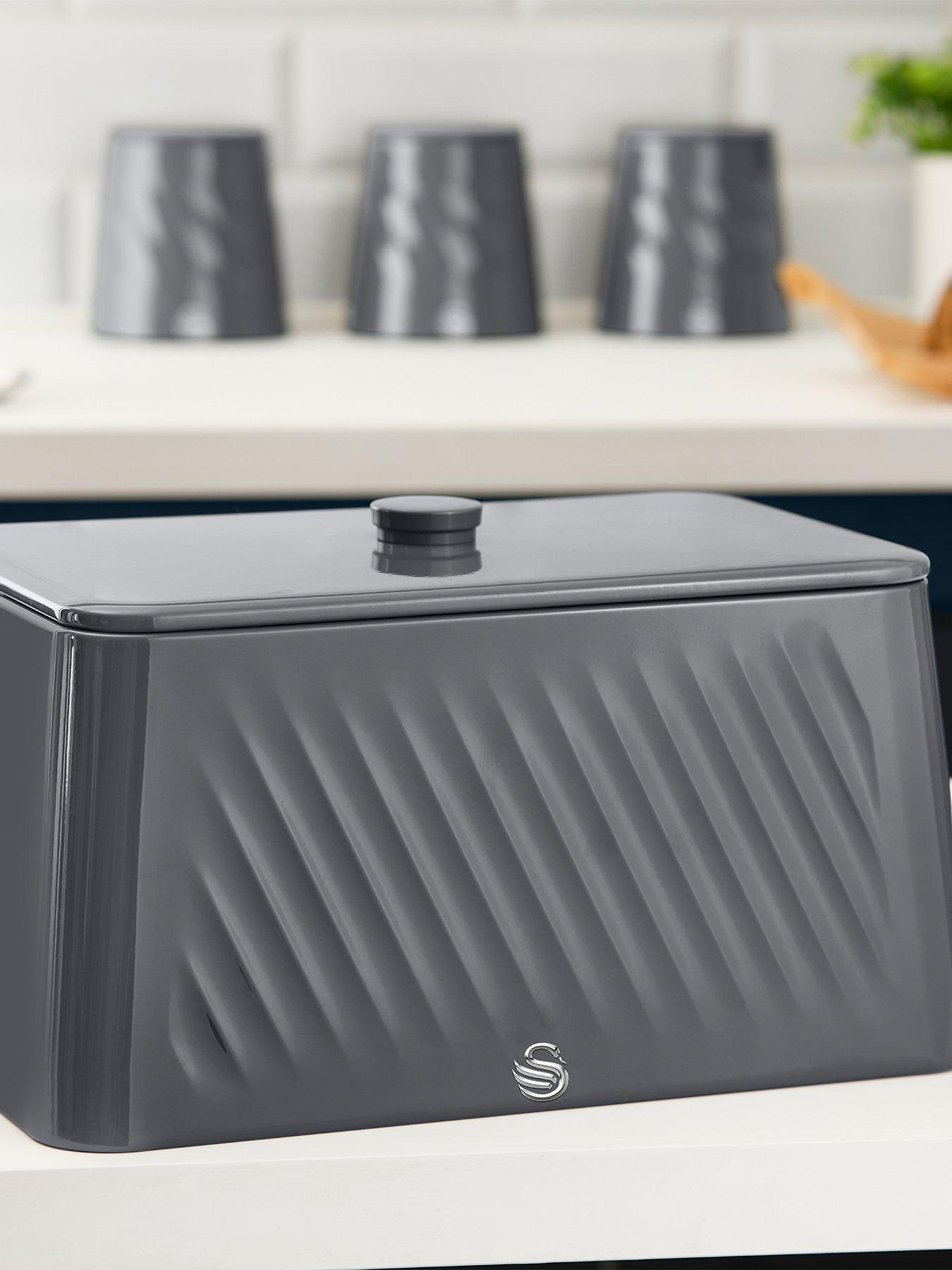 Swan Windsor 16L Bread Bin, Scruff Resistant, Iron, Grey