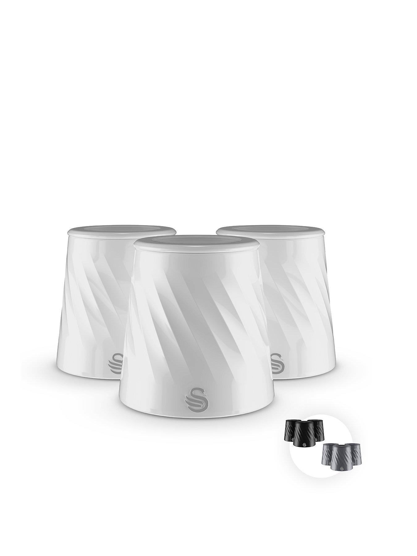 Swan Windsor Set of 3 Canisters, Viewing Lid, 1.3L, White