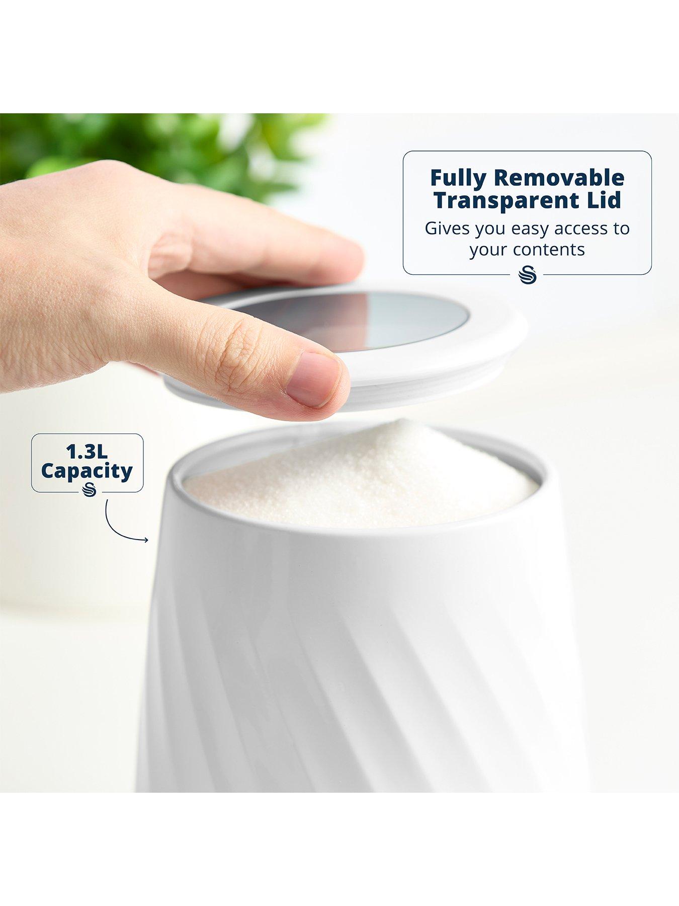 Image 2 of 6 of Swan Windsor Set of 3 Canisters, Viewing Lid, 1.3L, White