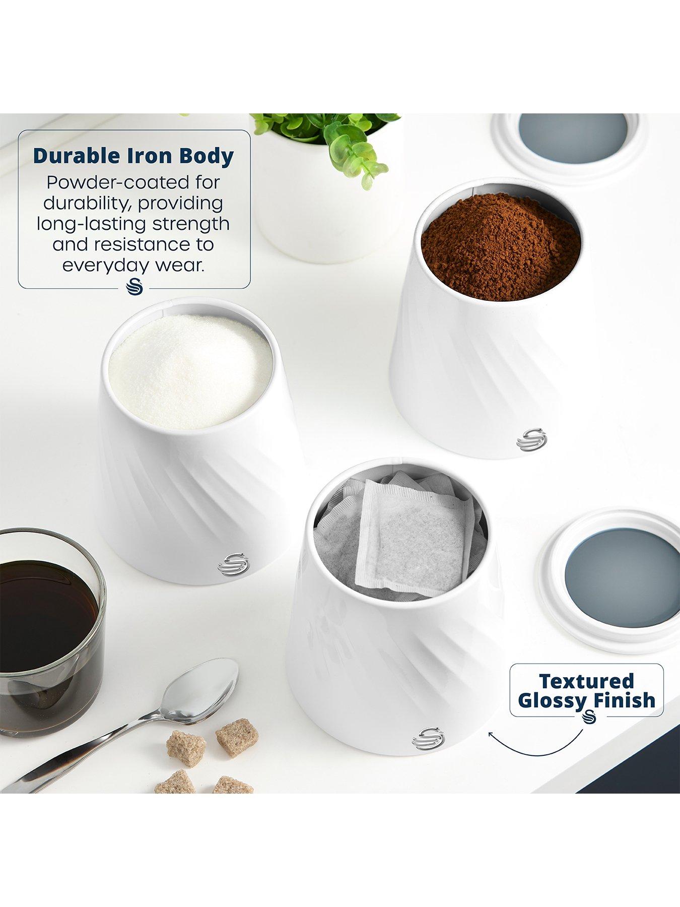 Image 3 of 6 of Swan Windsor Set of 3 Canisters, Viewing Lid, 1.3L, White