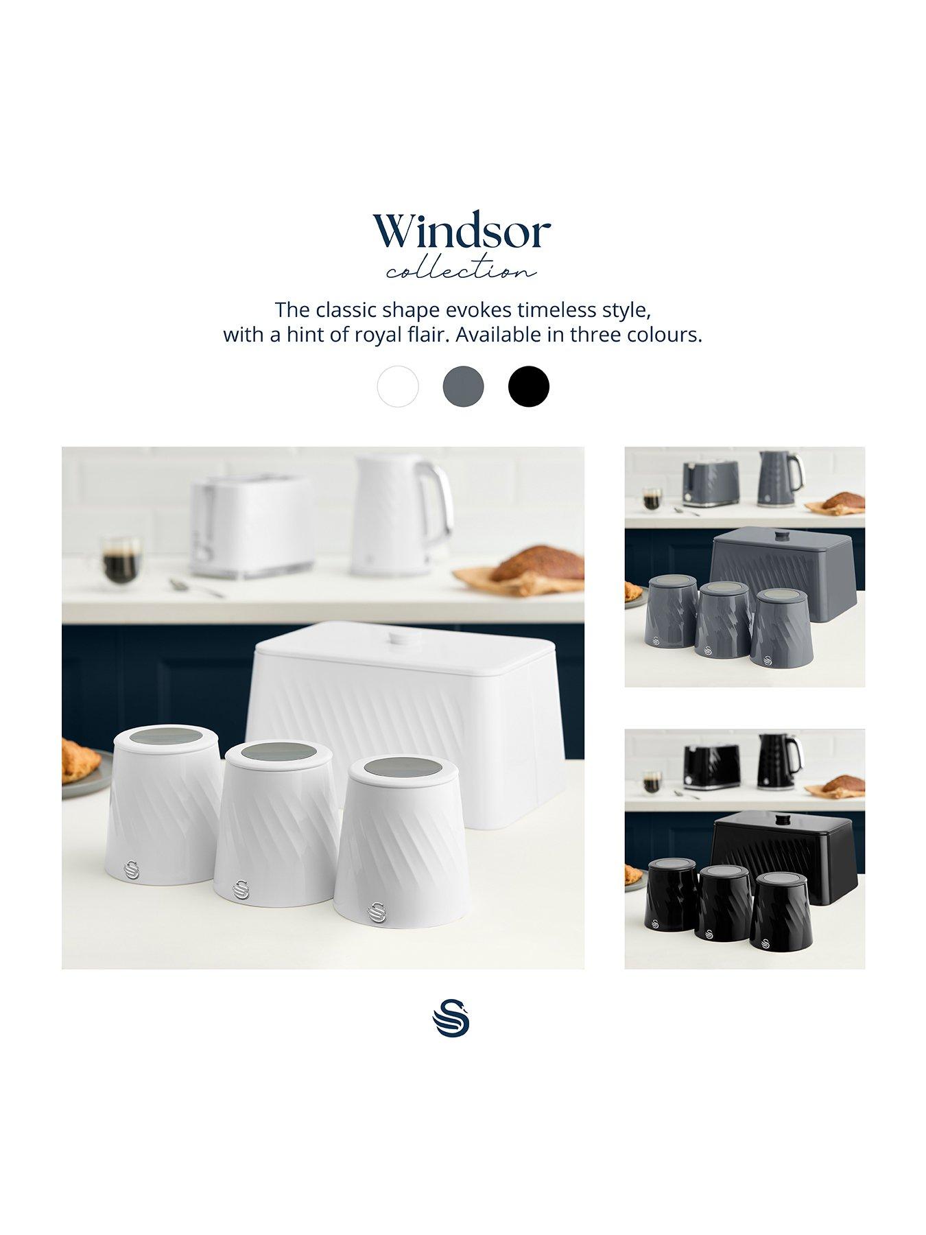 Image 4 of 6 of Swan Windsor Set of 3 Canisters, Viewing Lid, 1.3L, White