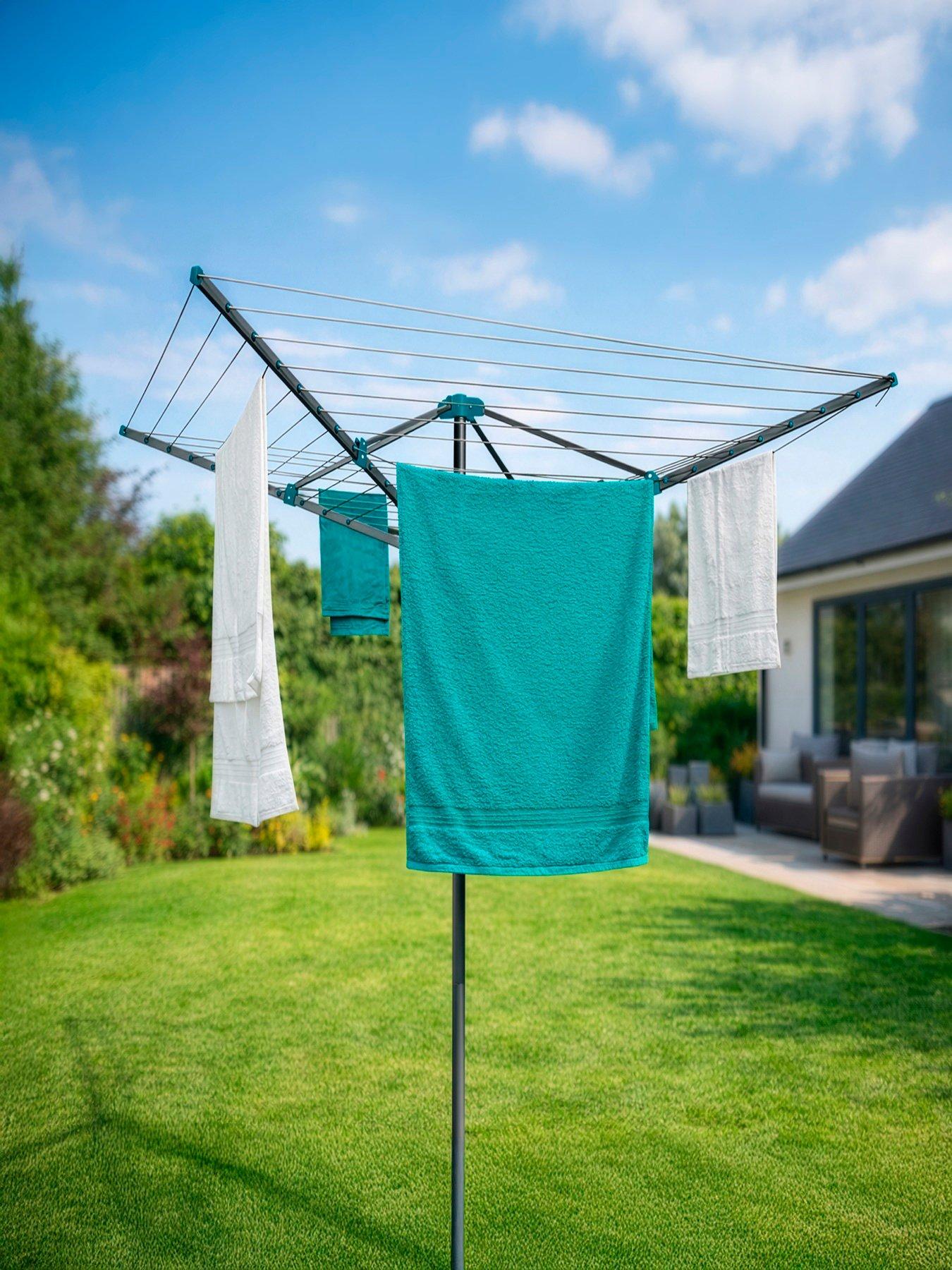 Tower 50m 4-Arm Rotary Airer with Cover, Steel, Anthracite  &  Teal