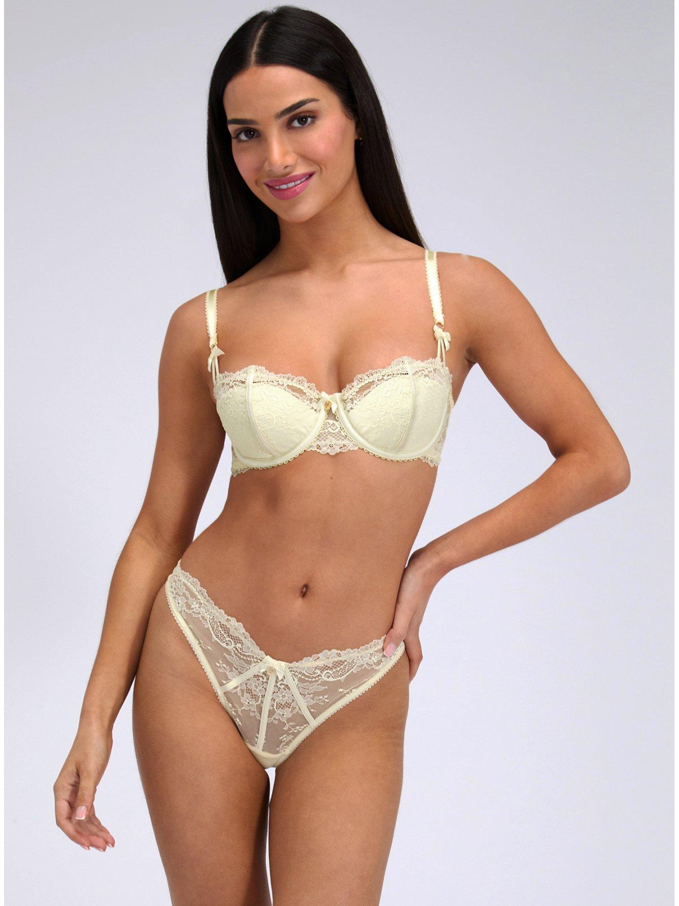 Image 3 of 5 of Boux Avenue Mimosa Lace Thong - Butter Yellow