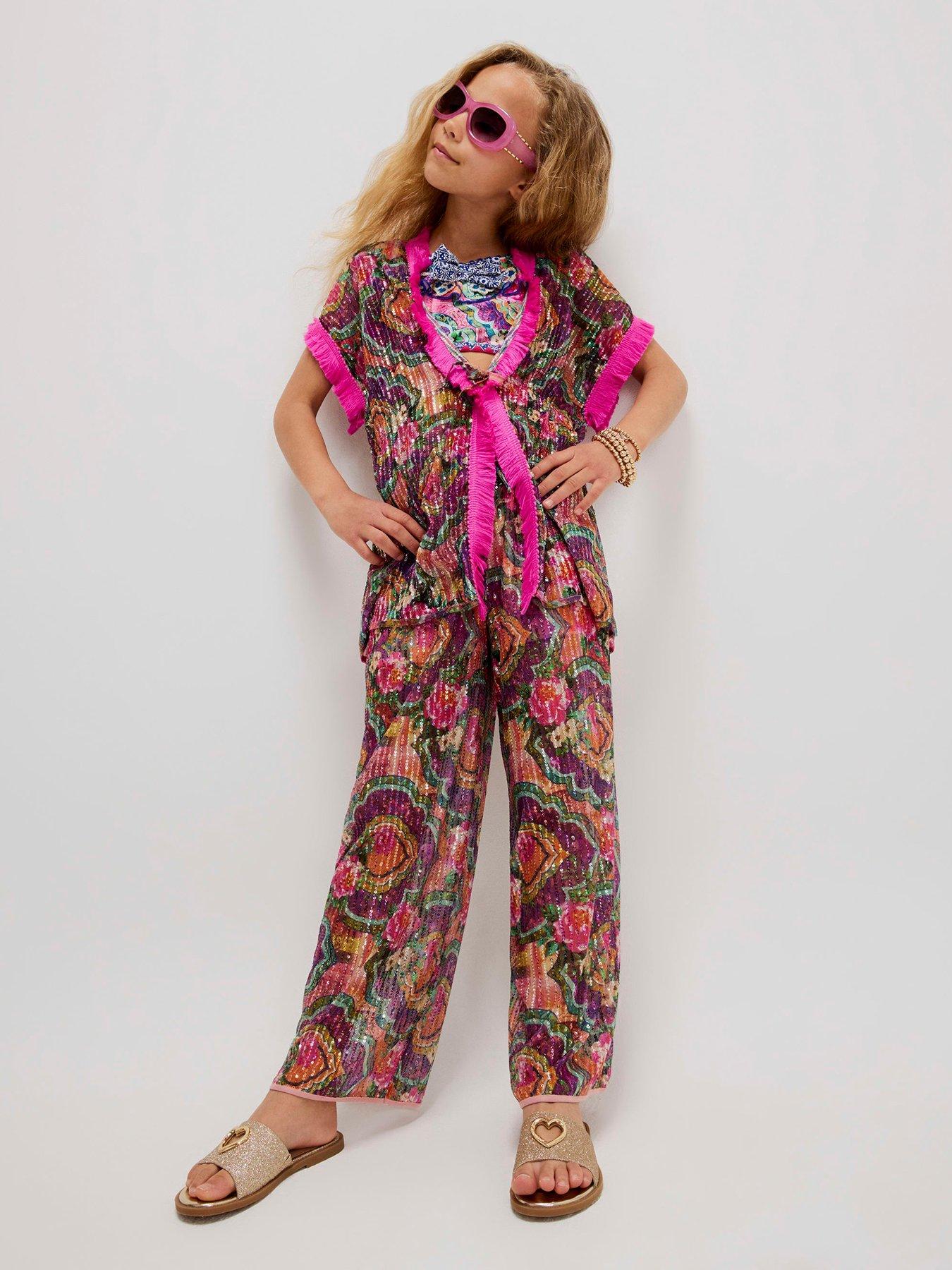 River Island Older Girls Del Maar Sequin Trousers - Purple
