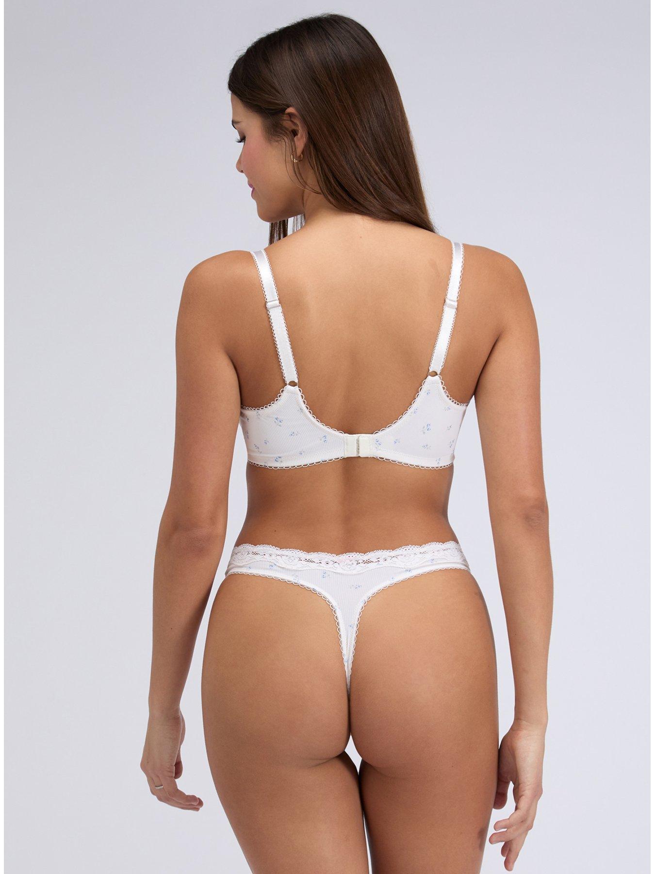 Image 2 of 5 of Boux Avenue Daphne Print Thong - Ivory Mix