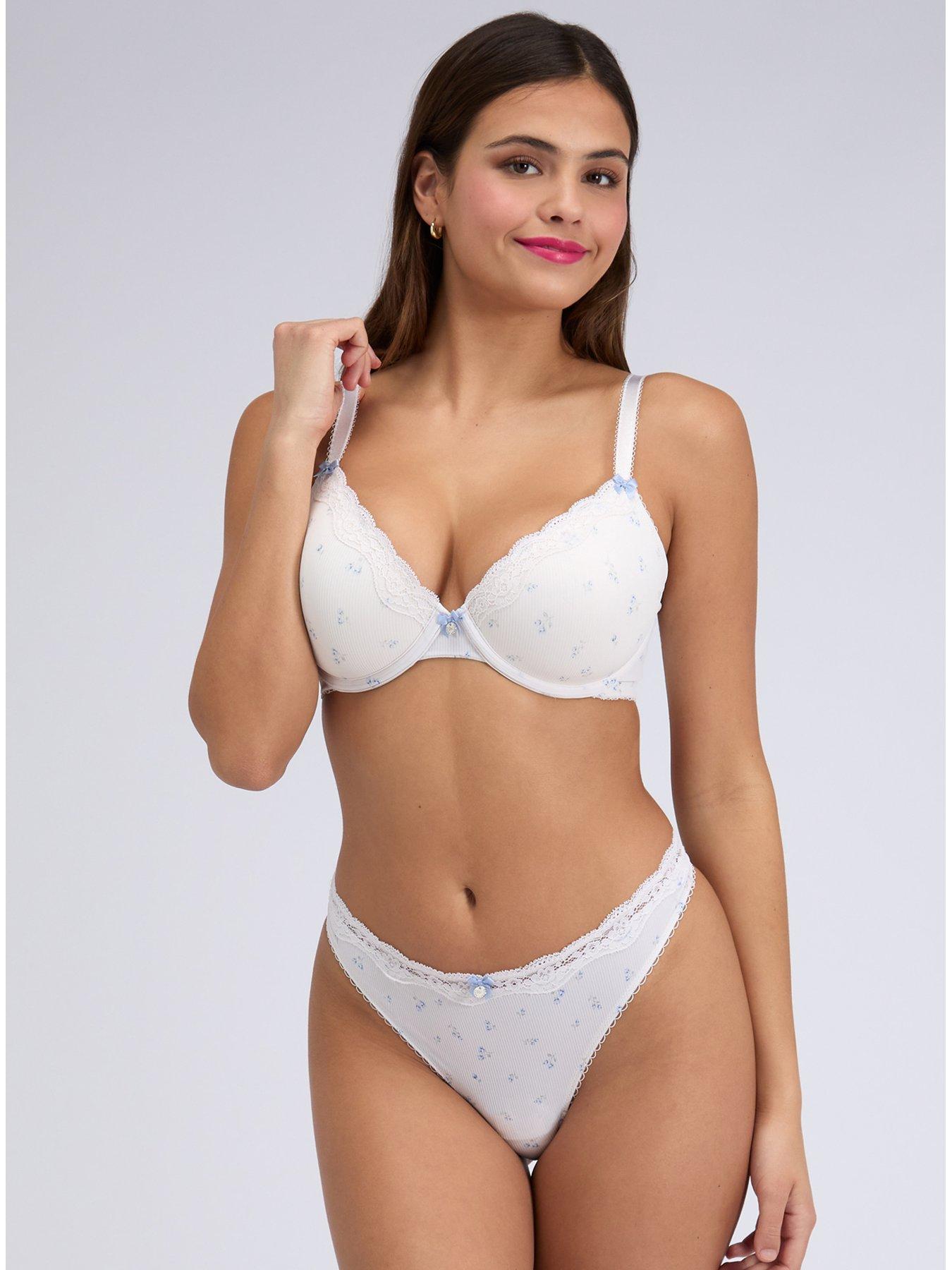 Image 3 of 5 of Boux Avenue Daphne Print Thong - Ivory Mix