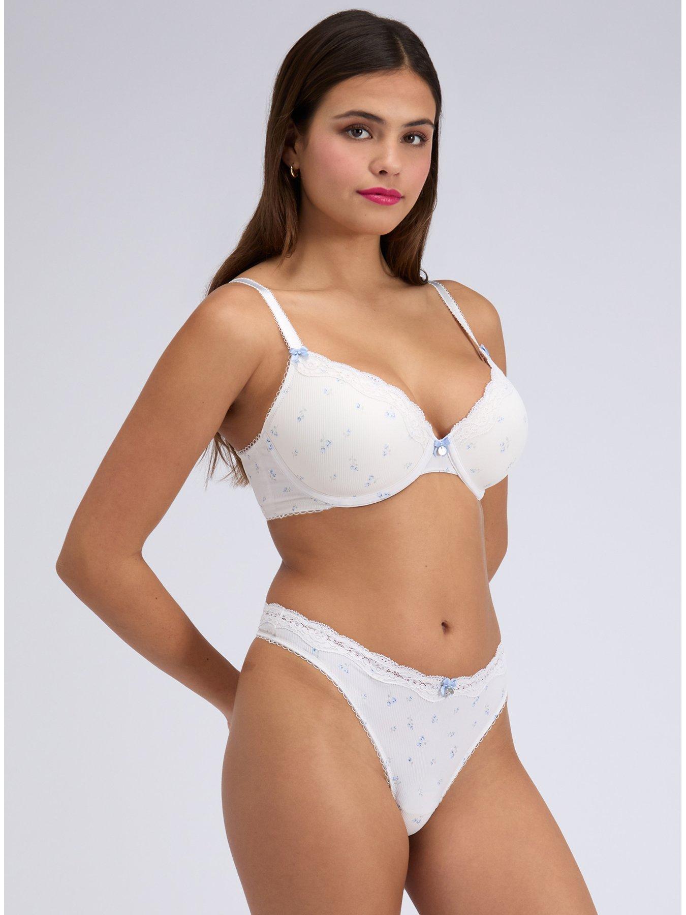 Image 4 of 5 of Boux Avenue Daphne Print Thong - Ivory Mix