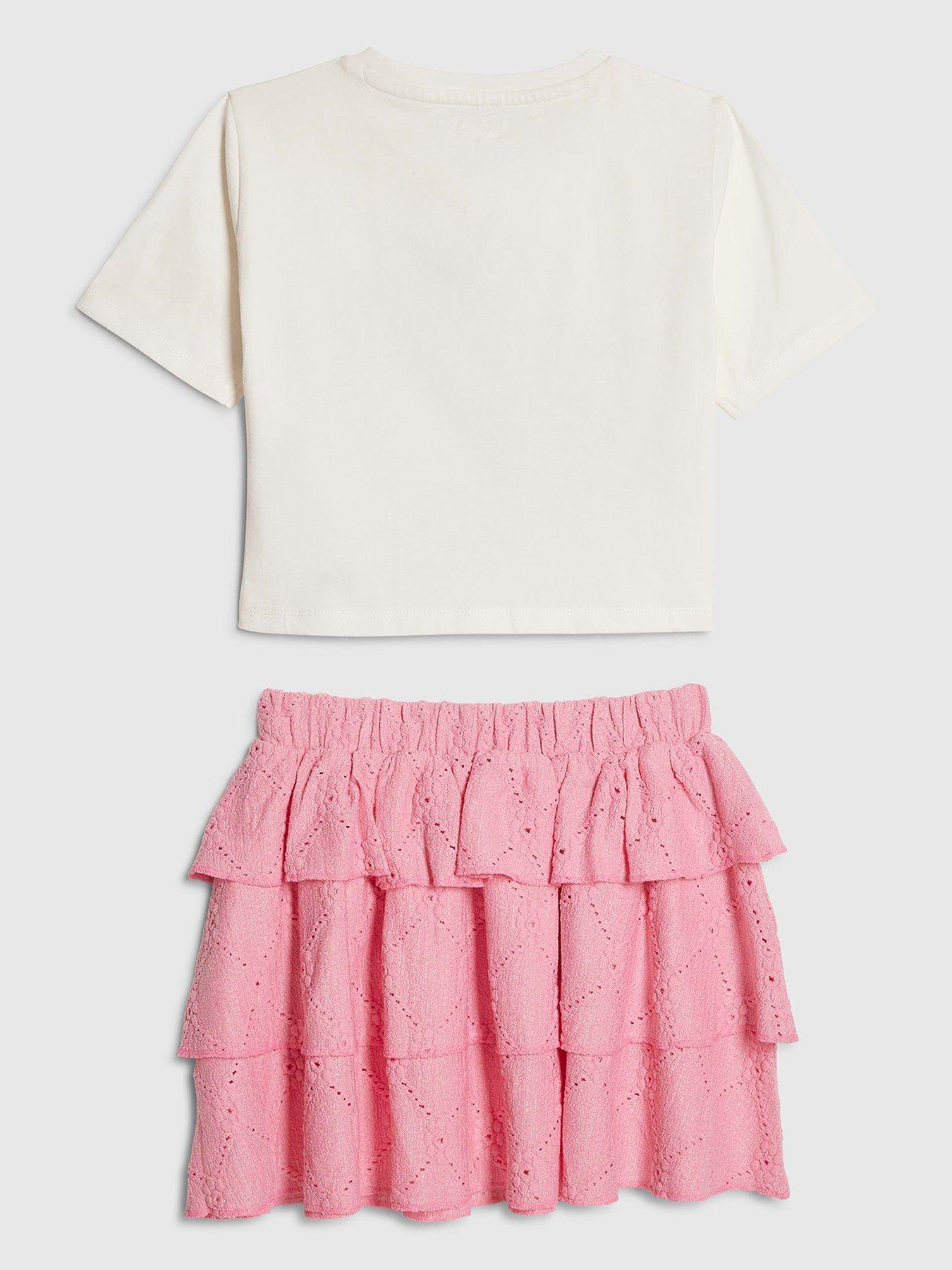 Image 2 of 3 of River Island Older Girls Floral Rara Skirt Set - Pink