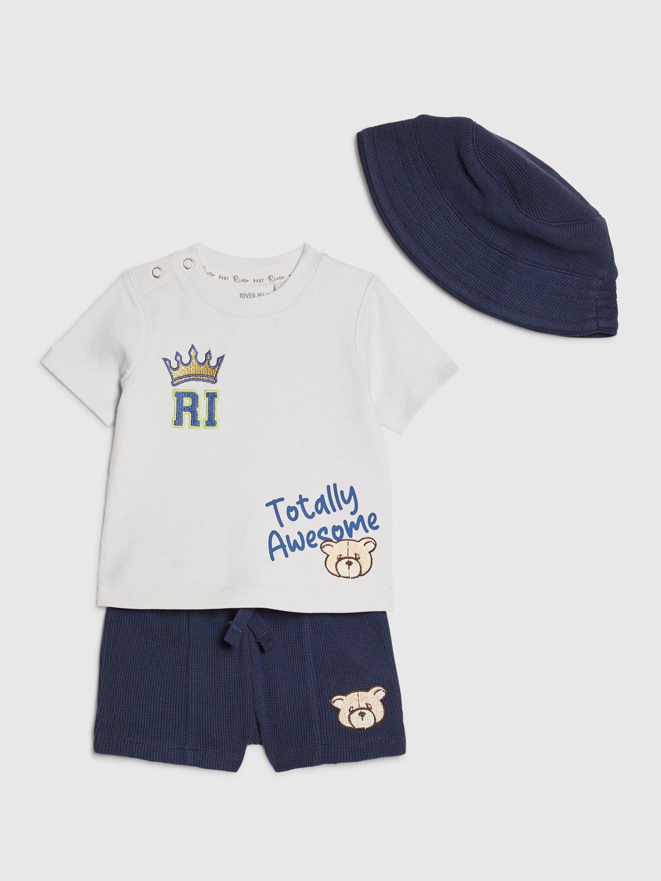 Image 3 of 5 of River Island Baby Boys Little King T-Shirt Set - Blue