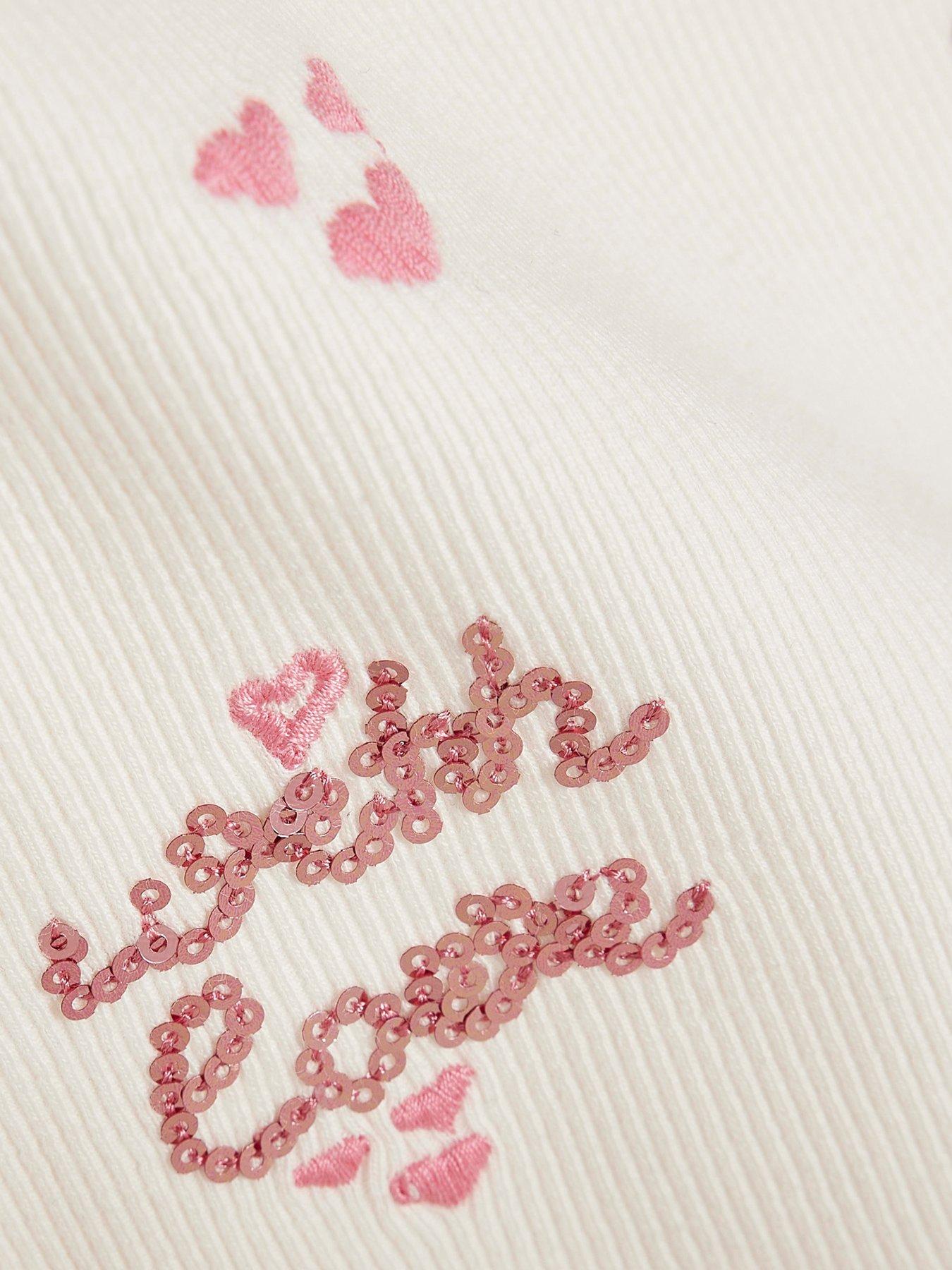 Image 4 of 4 of River Island Older Girls Sequin Embroidered T-Shirt - Cream