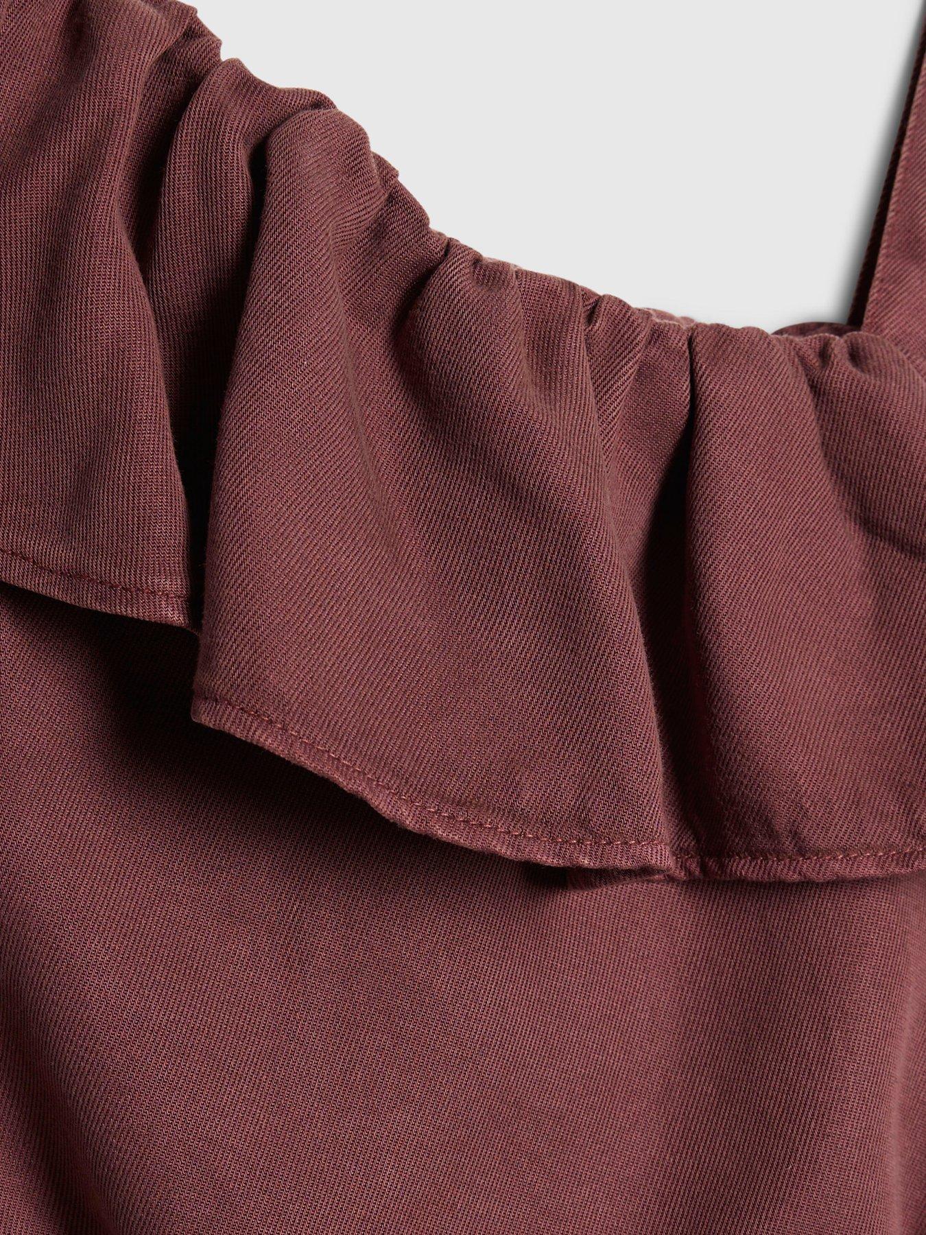 Image 3 of 4 of River Island Older Girls&nbsp;One Shoulder Set - Dark Purple