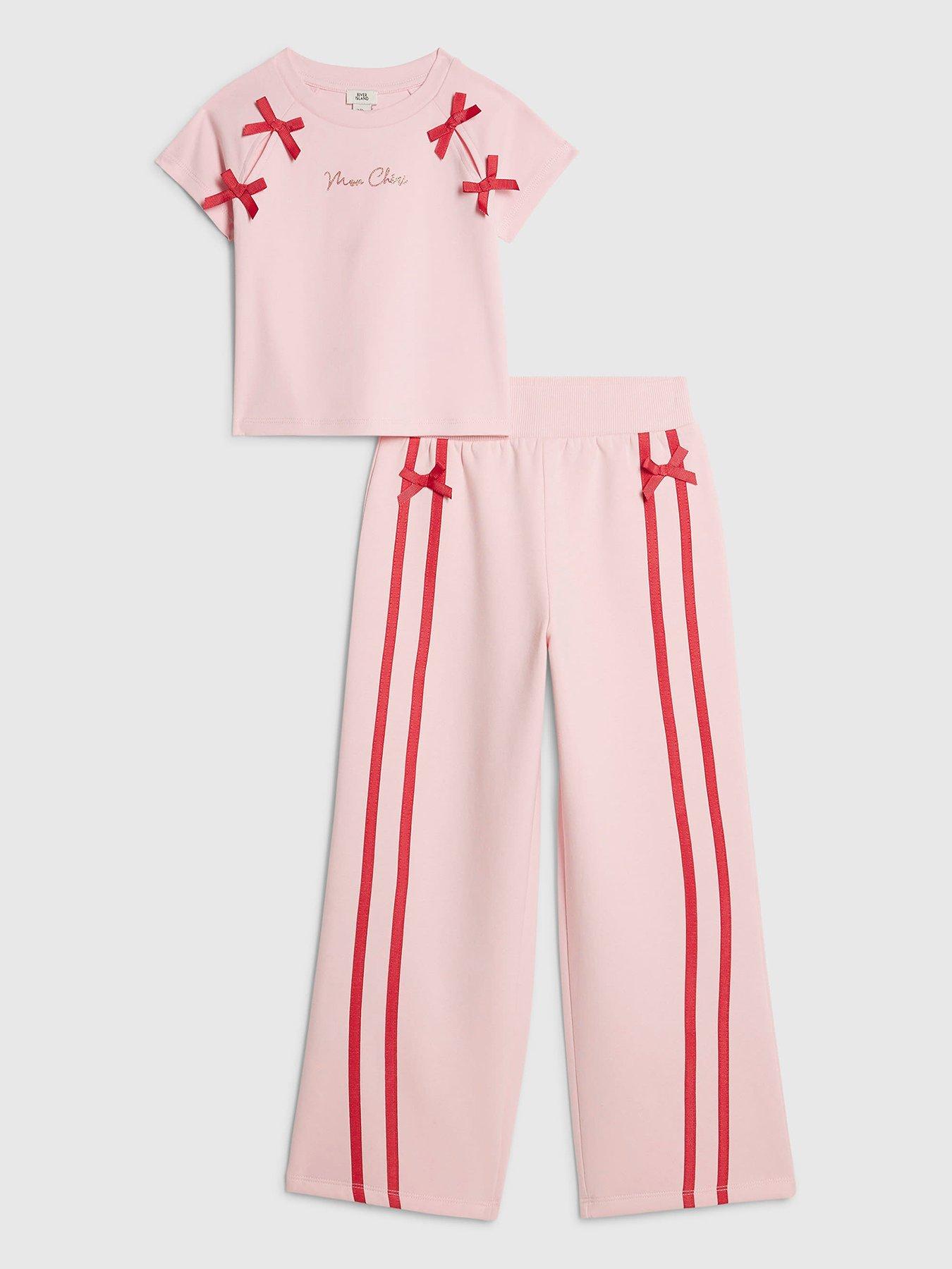 River Island Older Girls Bow Tracksuit Set - Pink