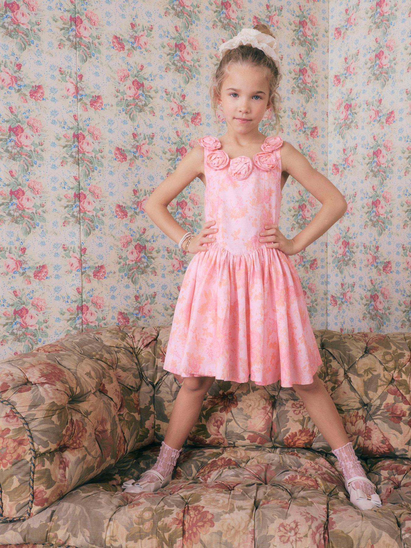 River Island Older Girls Corsage Cotton Dress - Pink