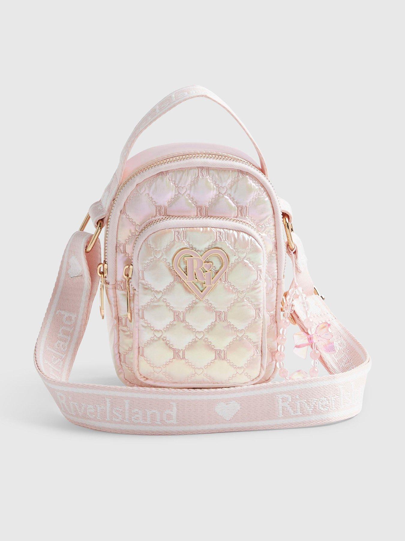 River Island Older Girls Quilted Heart Cross Body Bag - Pink