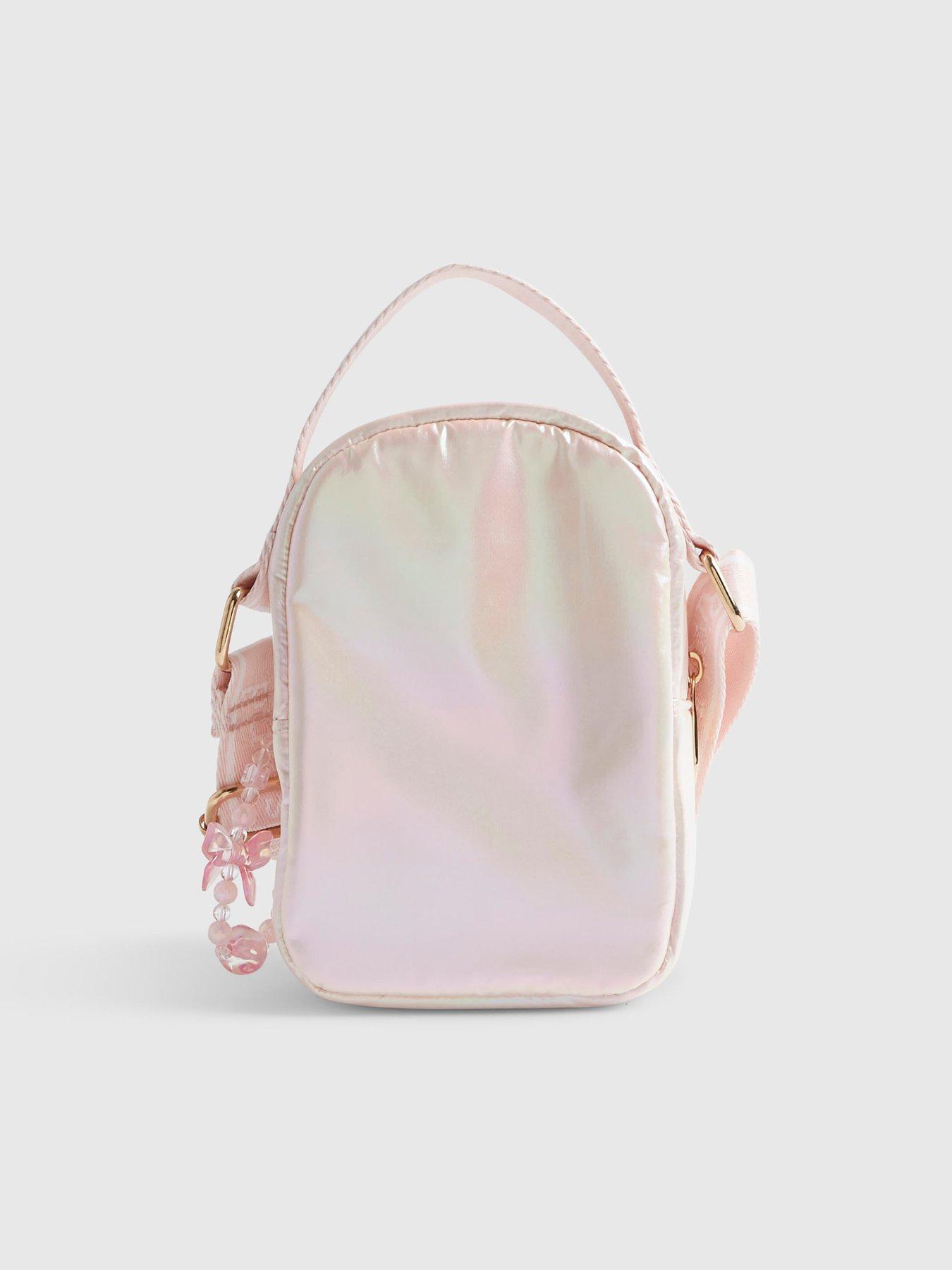 Image 2 of 5 of River Island Older Girls Quilted Heart Cross Body Bag - Pink