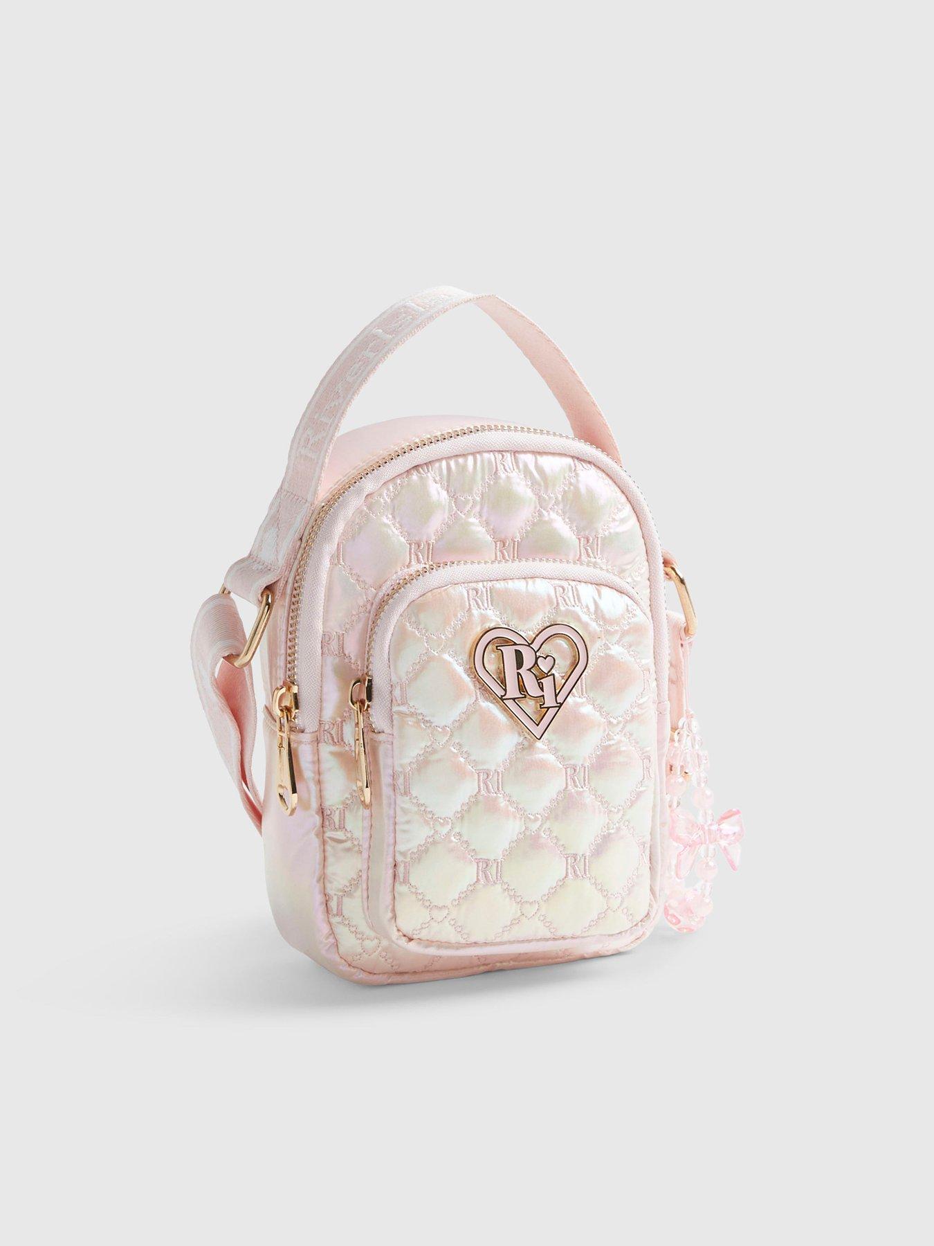 Image 3 of 5 of River Island Older Girls Quilted Heart Cross Body Bag - Pink