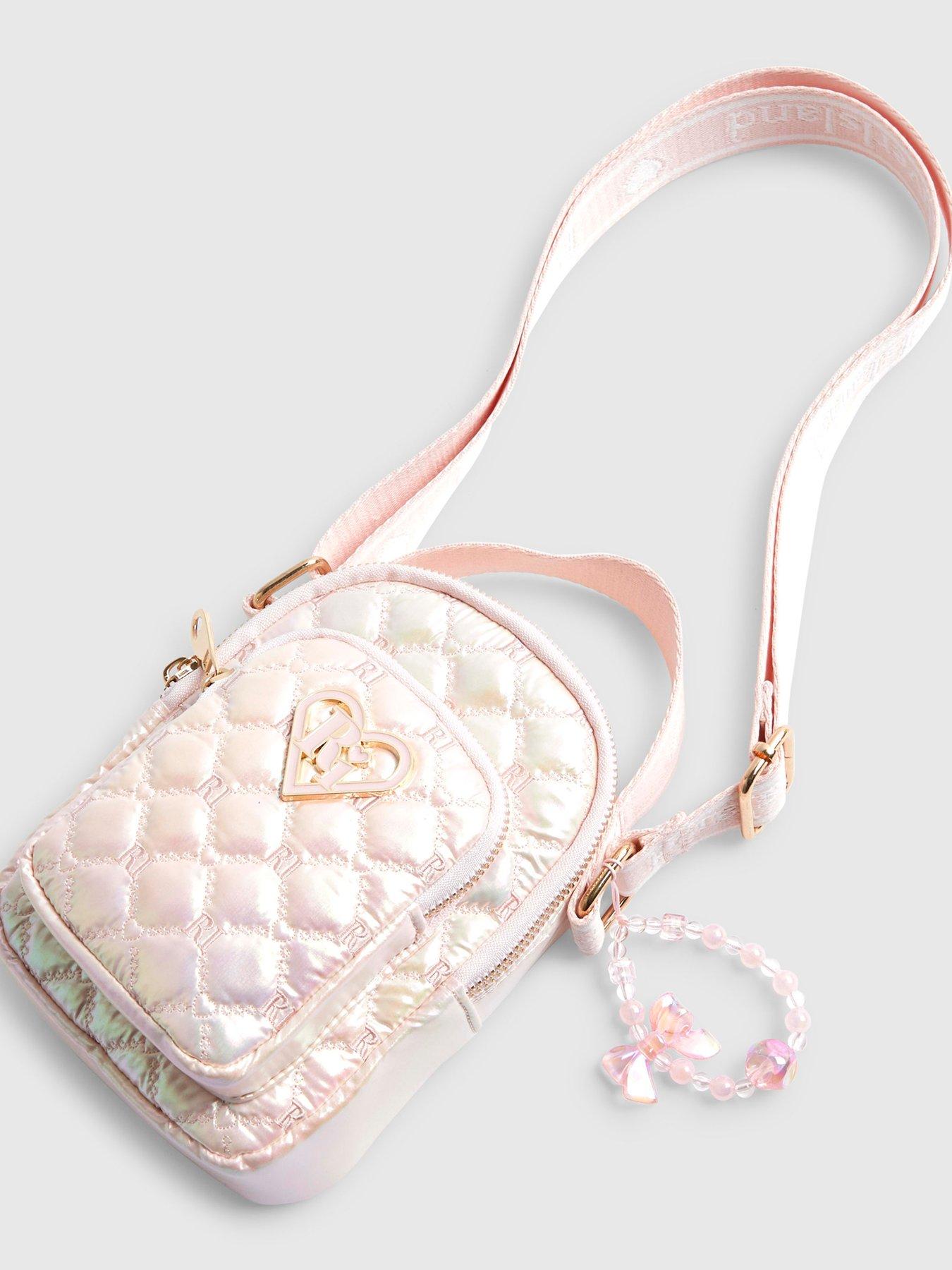 Image 5 of 5 of River Island Older Girls Quilted Heart Cross Body Bag - Pink