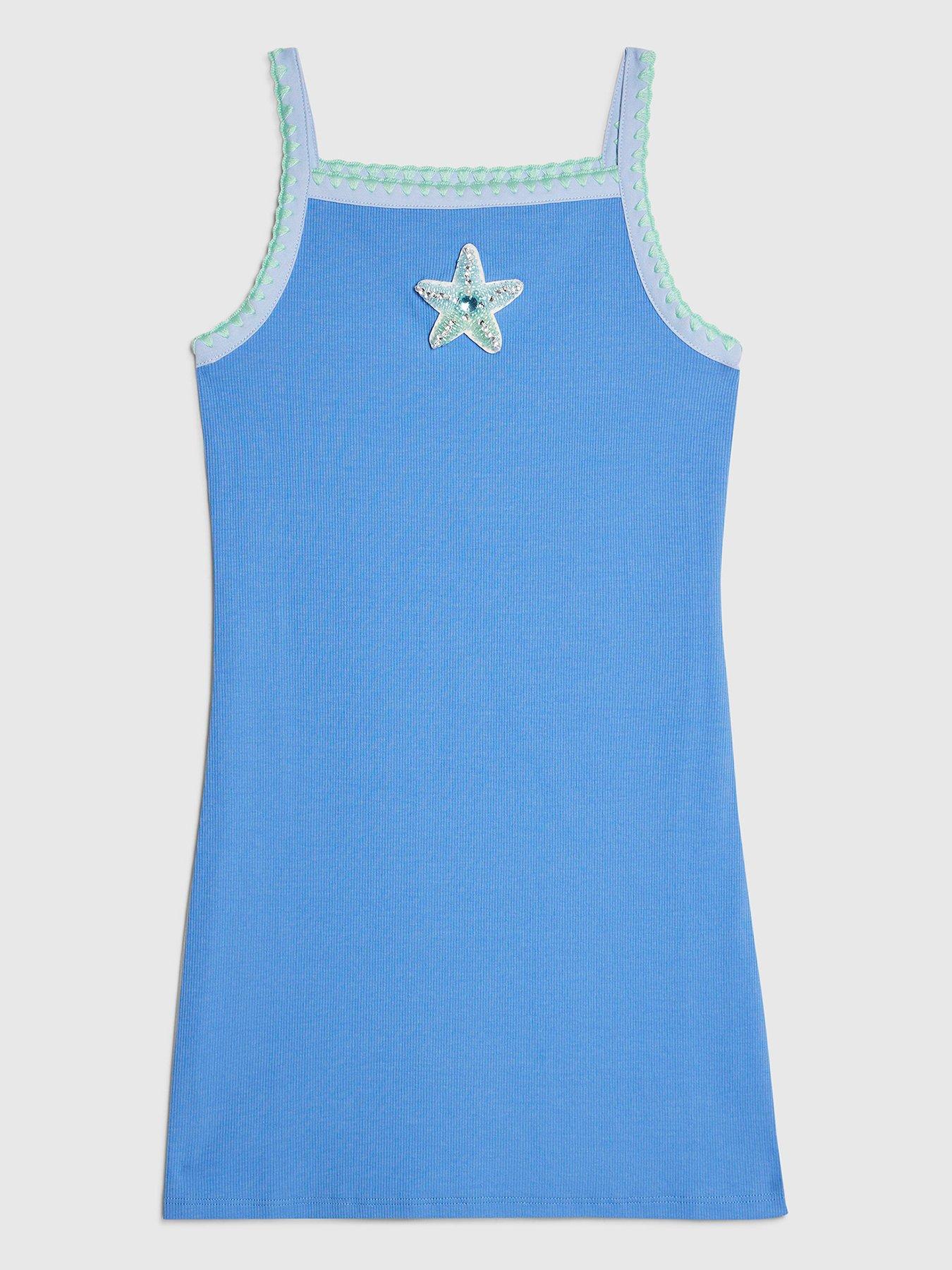 River Island Older Girls Starfish Whipstitch Cami Dress - Blue