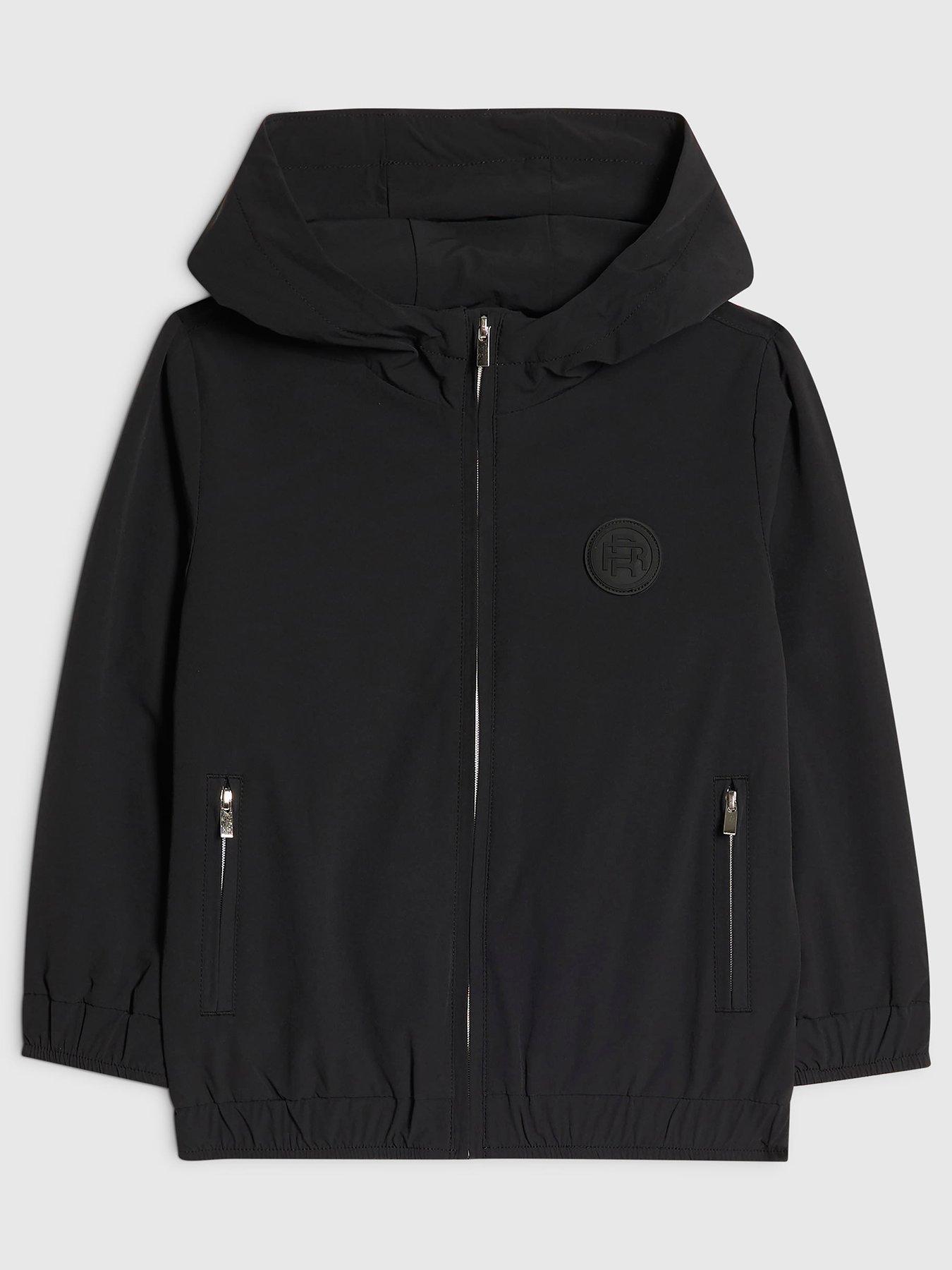 River Island Older Boys Hooded Tech Jacket - Black