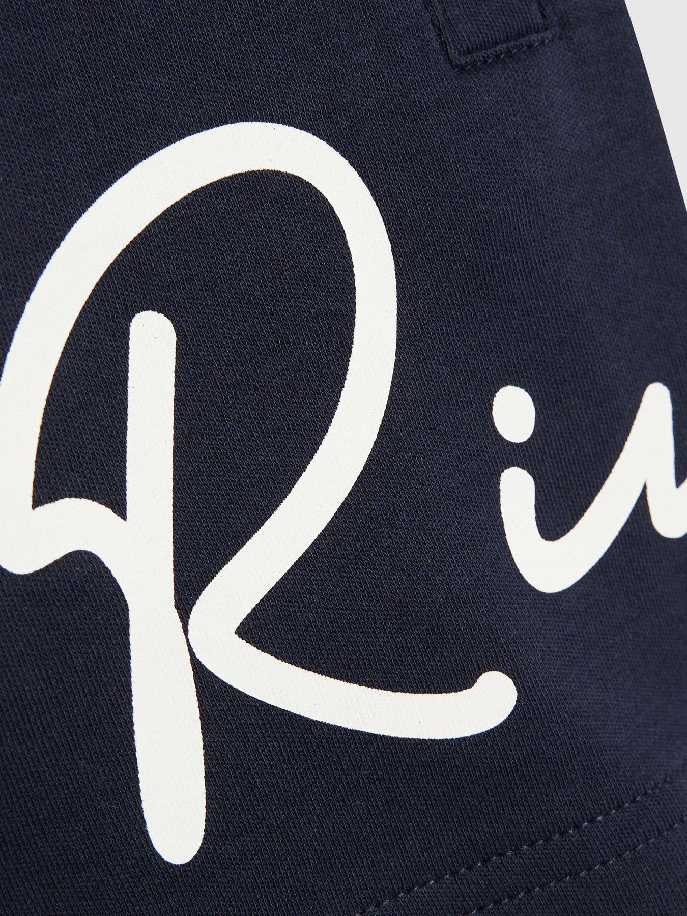 Image 4 of 5 of River Island Mini Boys Scripty Polo Shirt And Shorts Set - Navy